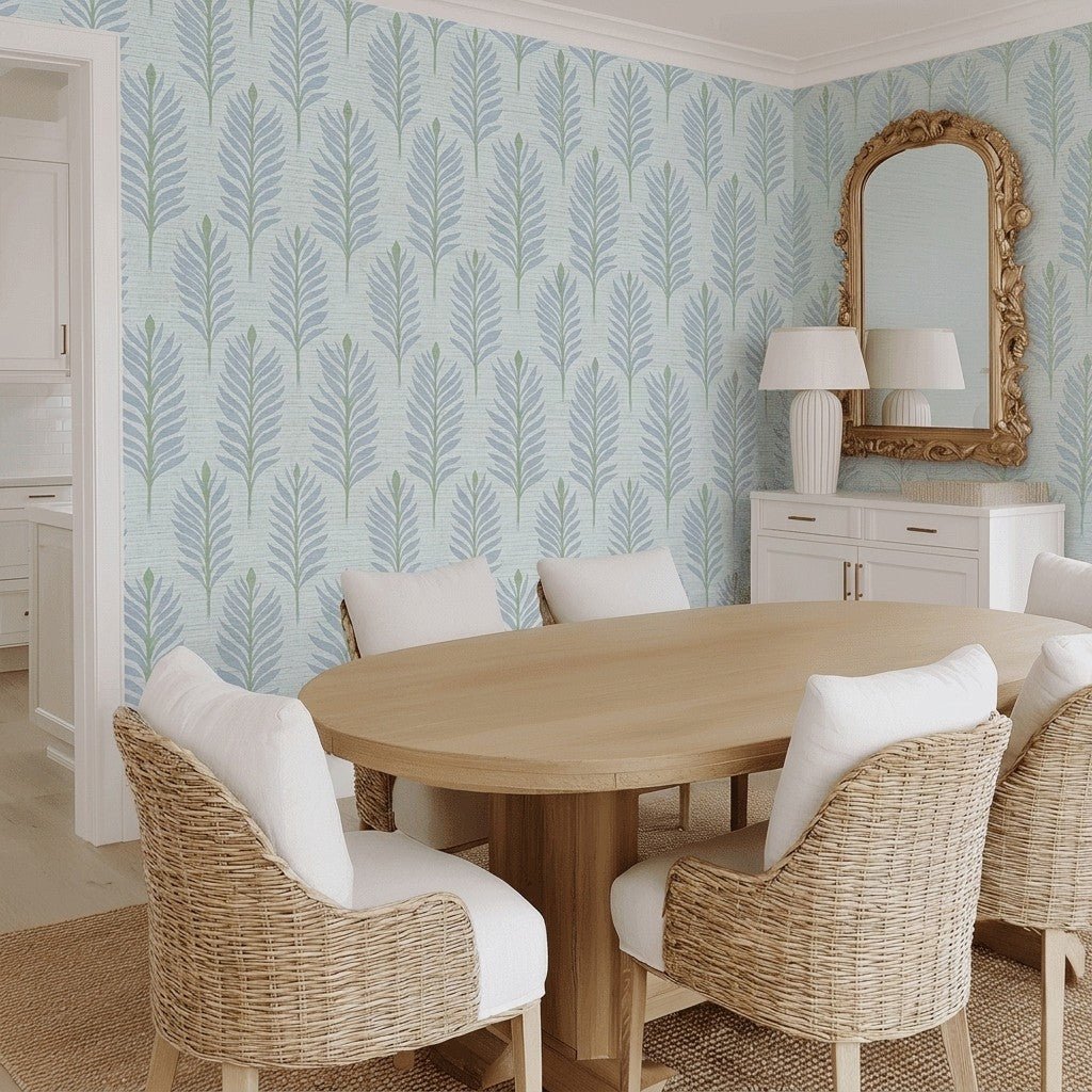Palm Promenade Faux Grasscloth Wallpaper - Lemon Park