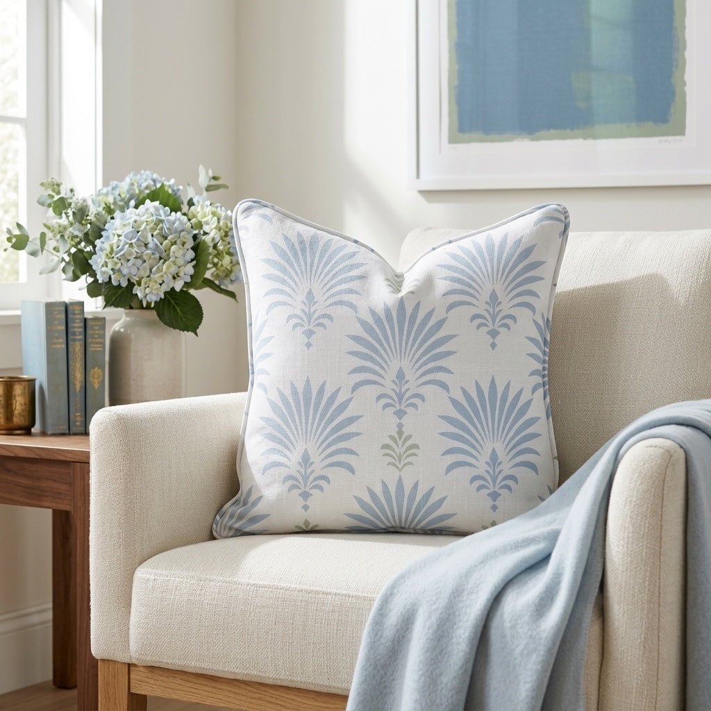Palm Promenade Palm Fronds Throw Pillow - Lemon Park