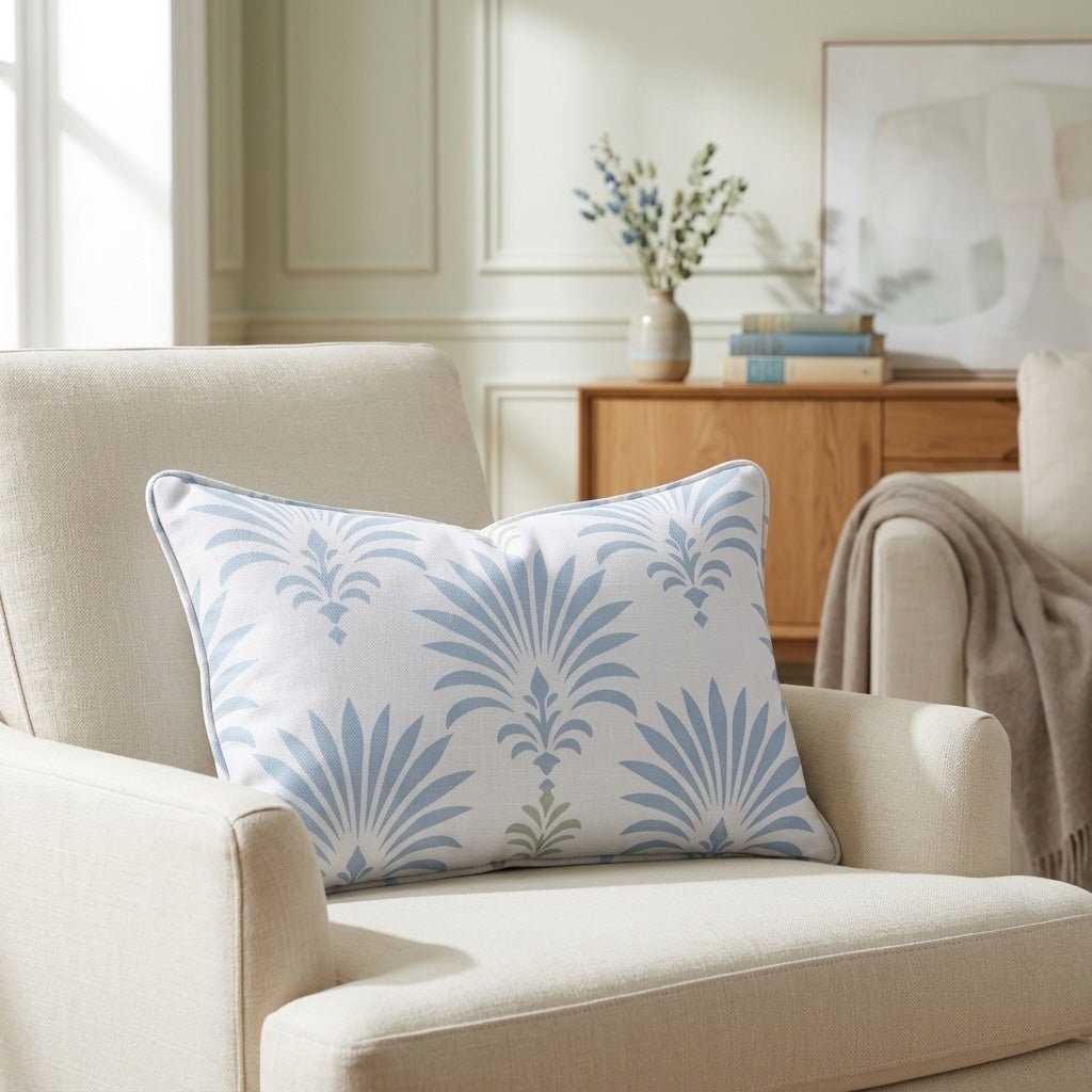 Palm Promenade Palm Fronds Throw Pillow - Lemon Park