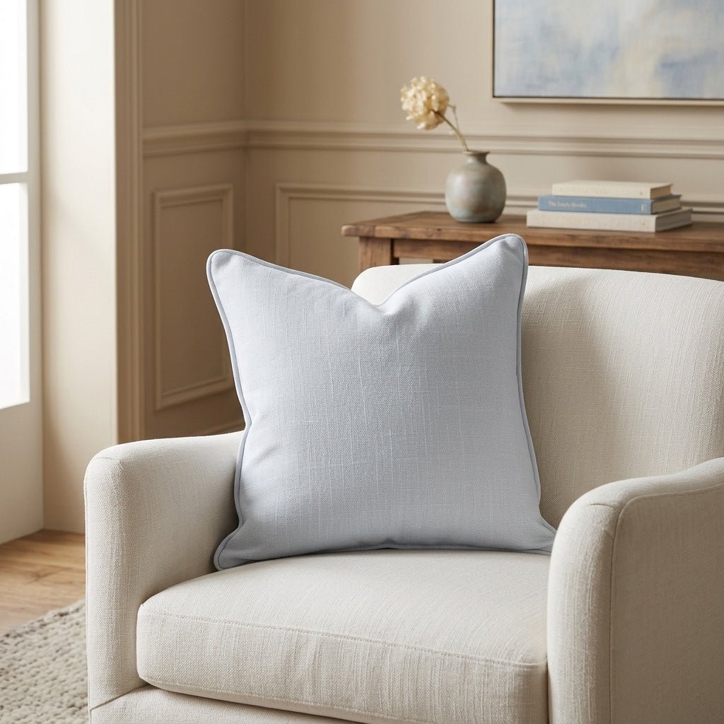 Palm Promenade Sea Salt Throw Pillow - Lemon Park
