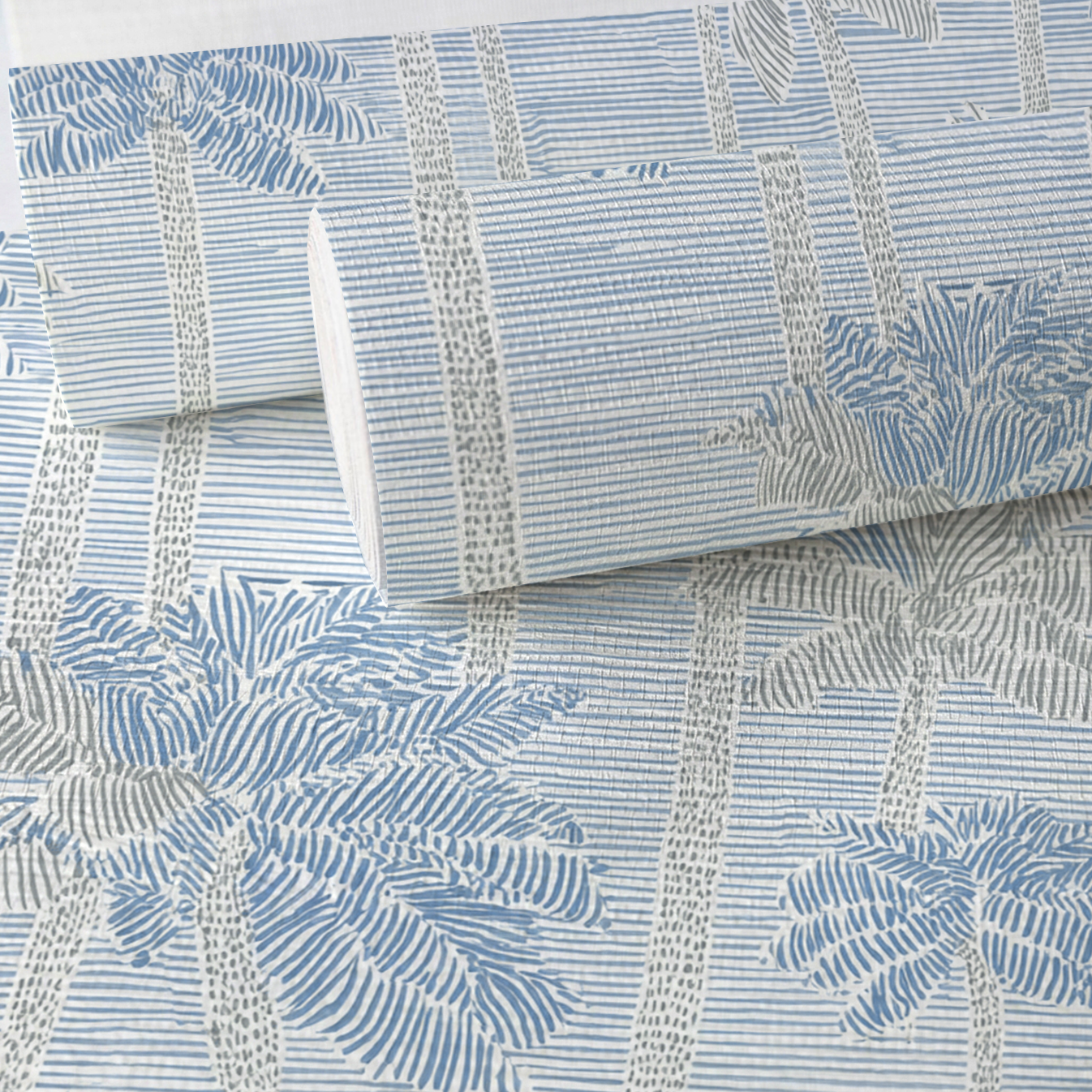 Palm Sketch Faux Grasscloth Wallpaper
