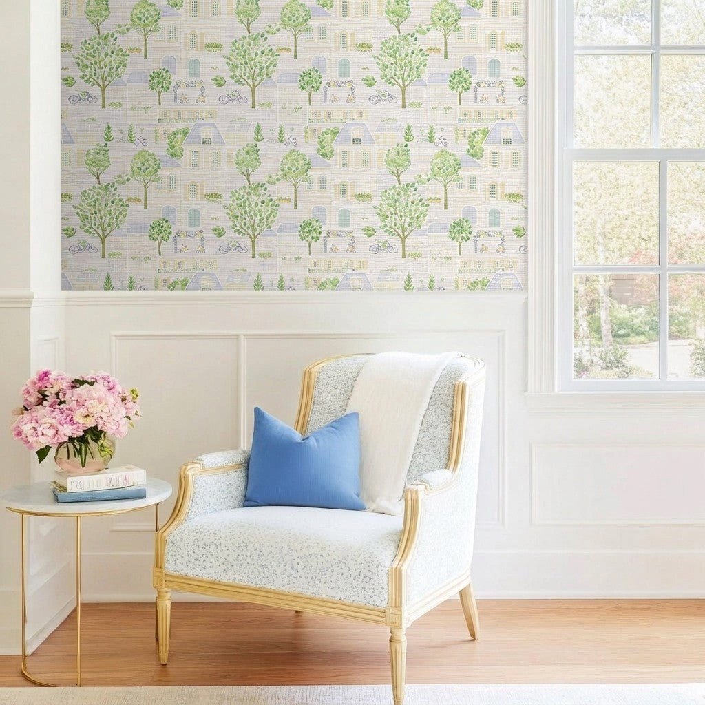 Park Ave Faux Grasscloth Wallpaper - Lemon Park