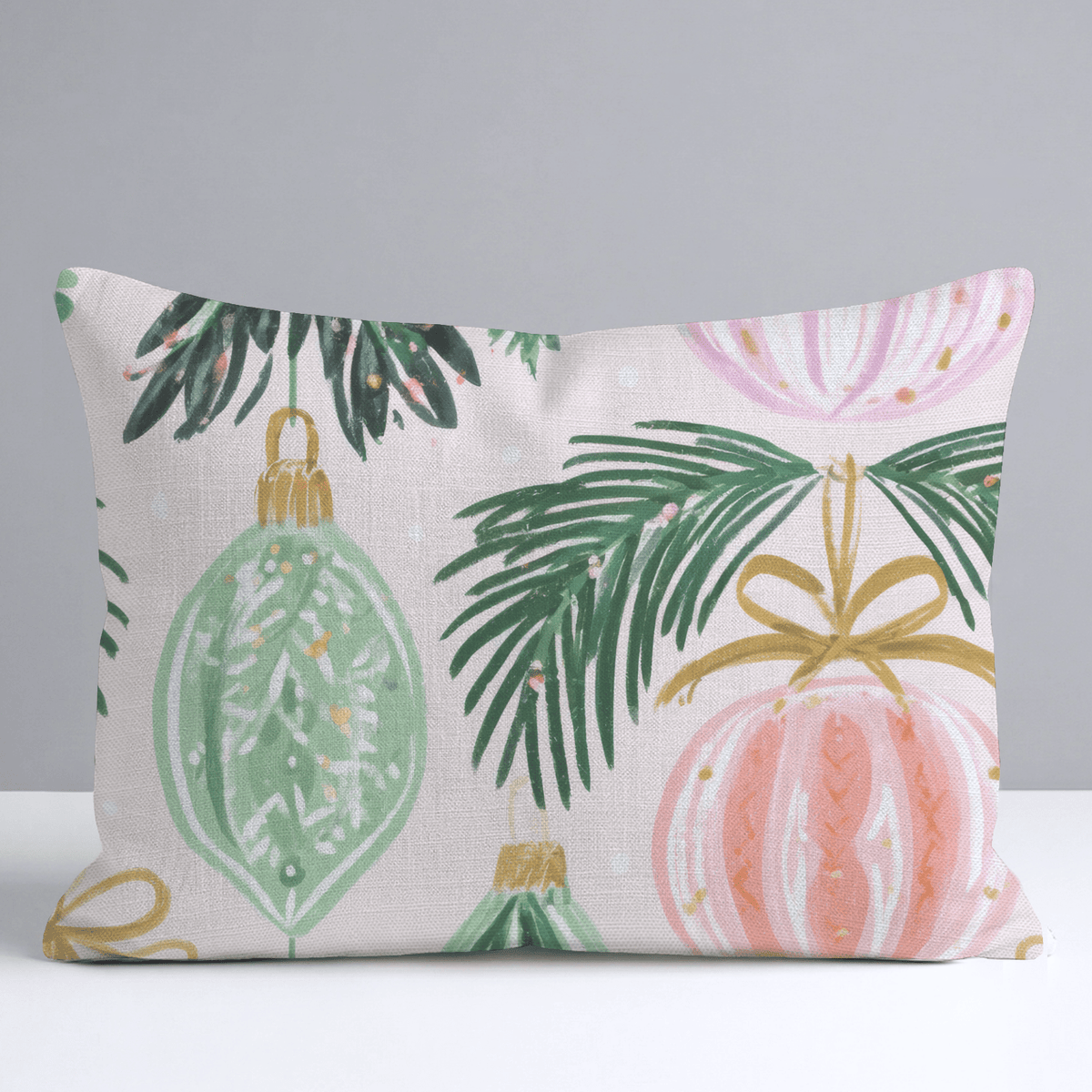 Pastel Bauble Bough Throw Pillow - Lemon Park