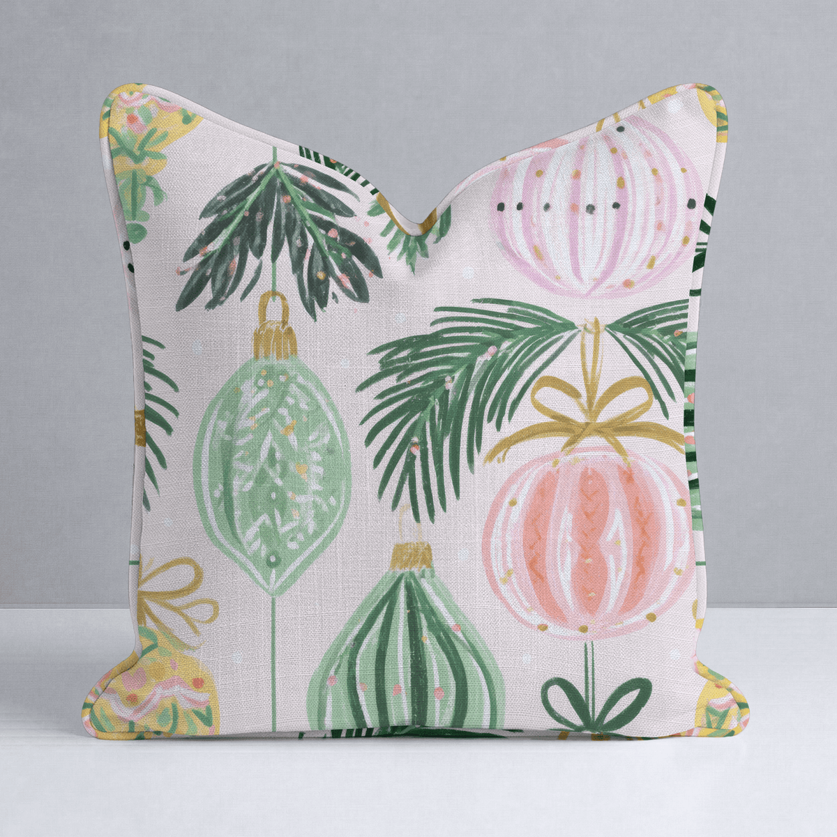 Pastel Bauble Bough Throw Pillow - Lemon Park
