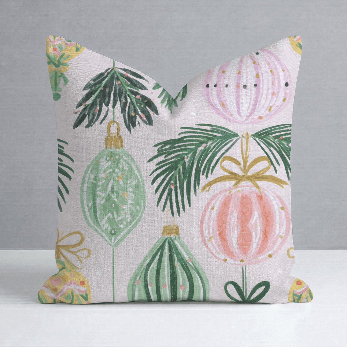 Pastel Bauble Bough Throw Pillow - Lemon Park