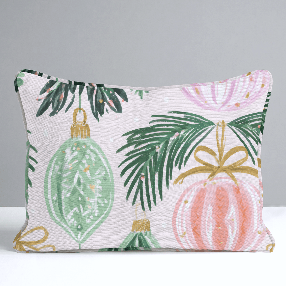 Pastel Bauble Bough Throw Pillow - Lemon Park