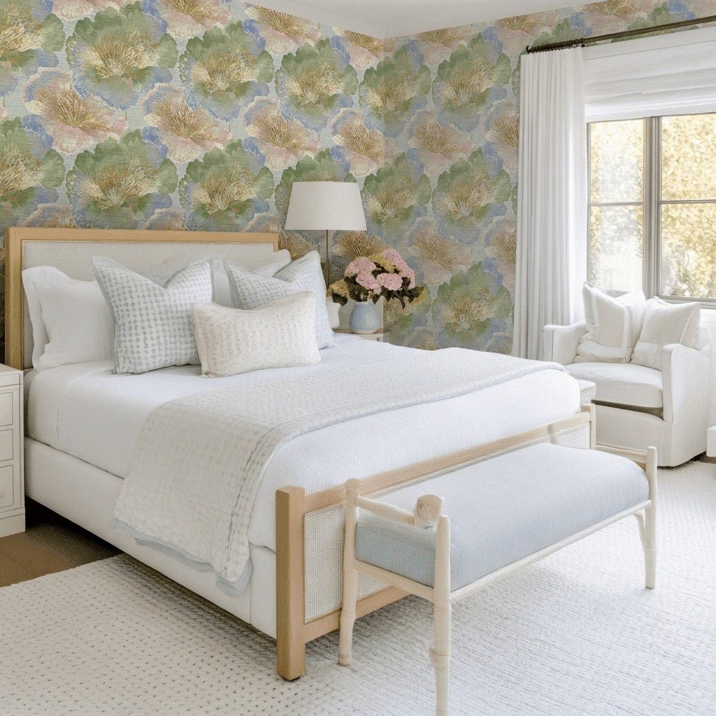 Pastel Current Faux Grasscloth Wallpaper - Lemon Park