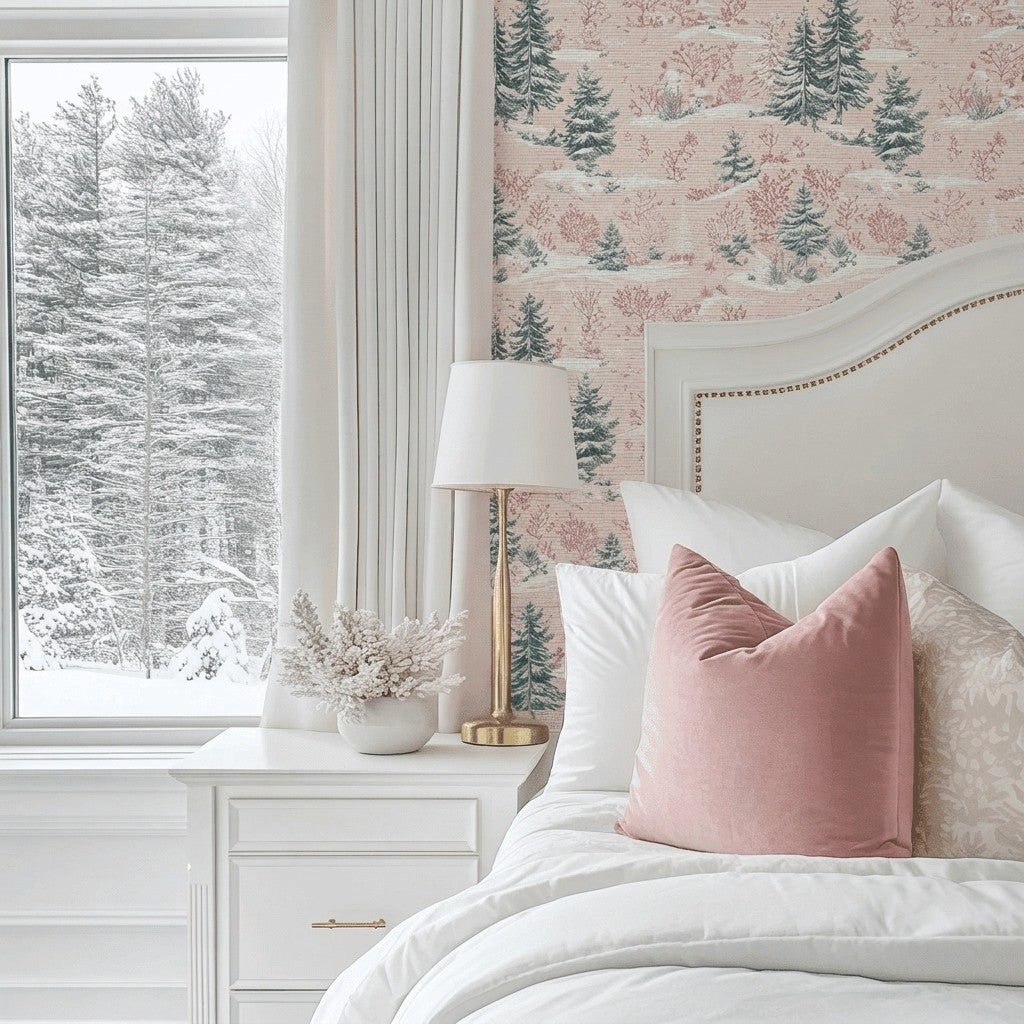 Pastel Frost Toile Faux Grasscloth Wallpaper - Lemon Park