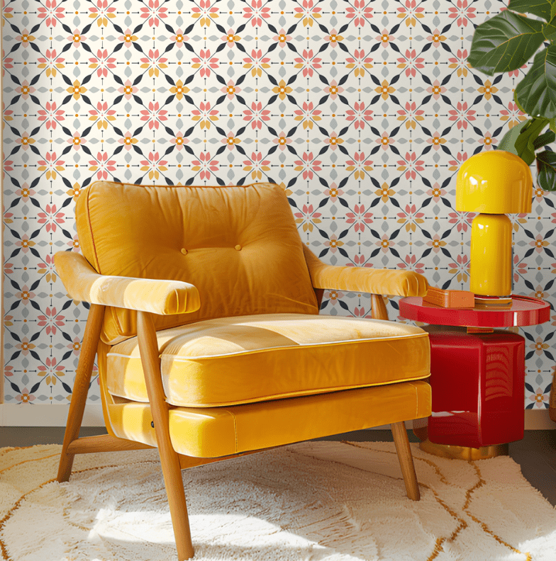 Pastel Lattice Wallpaper - Lemon Park