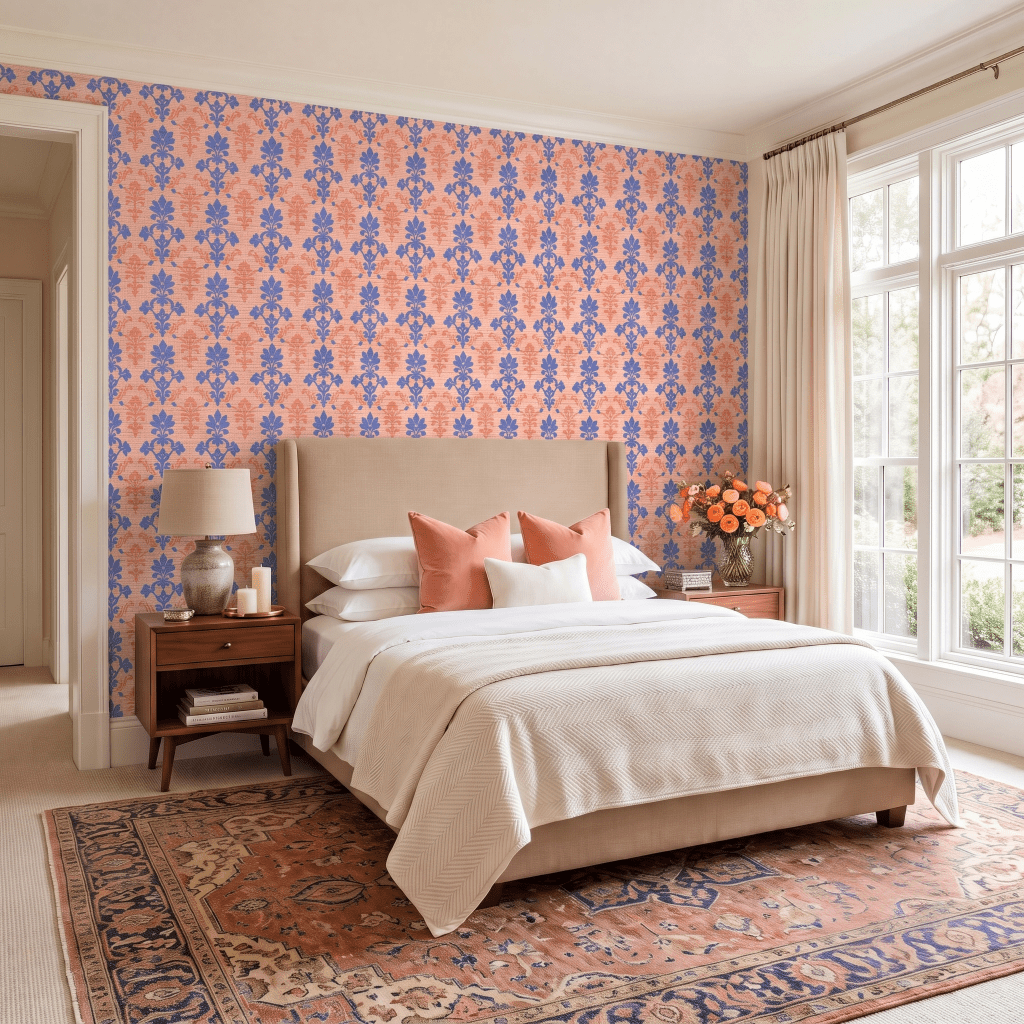 Peachy Elegance Faux Grasscloth Wallpaper - Lemon Park
