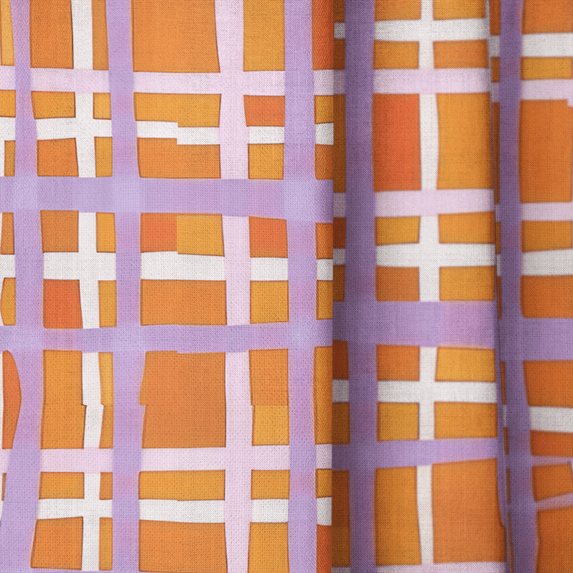 Peachy Gridlock - Drapery - Lemon Park