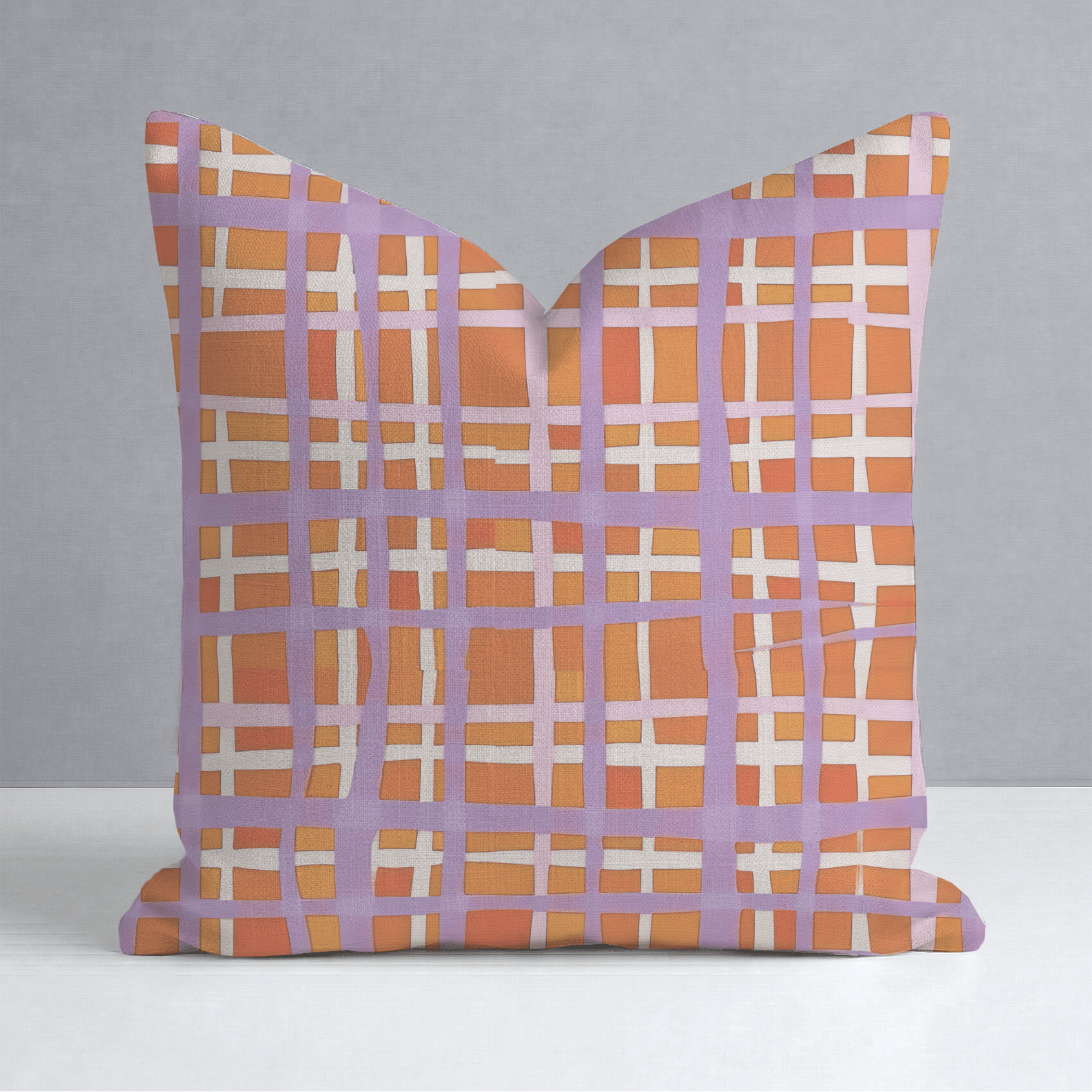 Peachy Gridlock Throw Pillow - Lemon Park