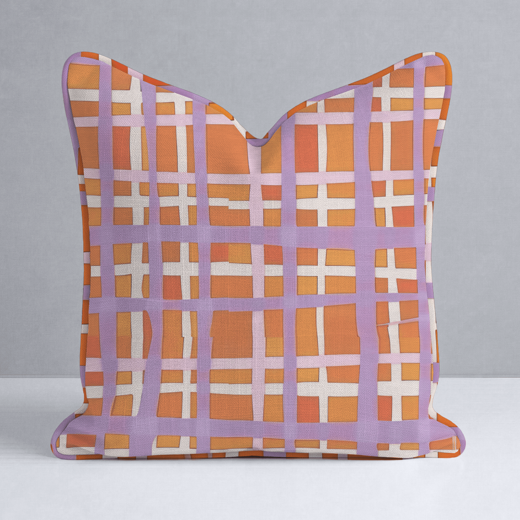 Peachy Gridlock Throw Pillow - Lemon Park