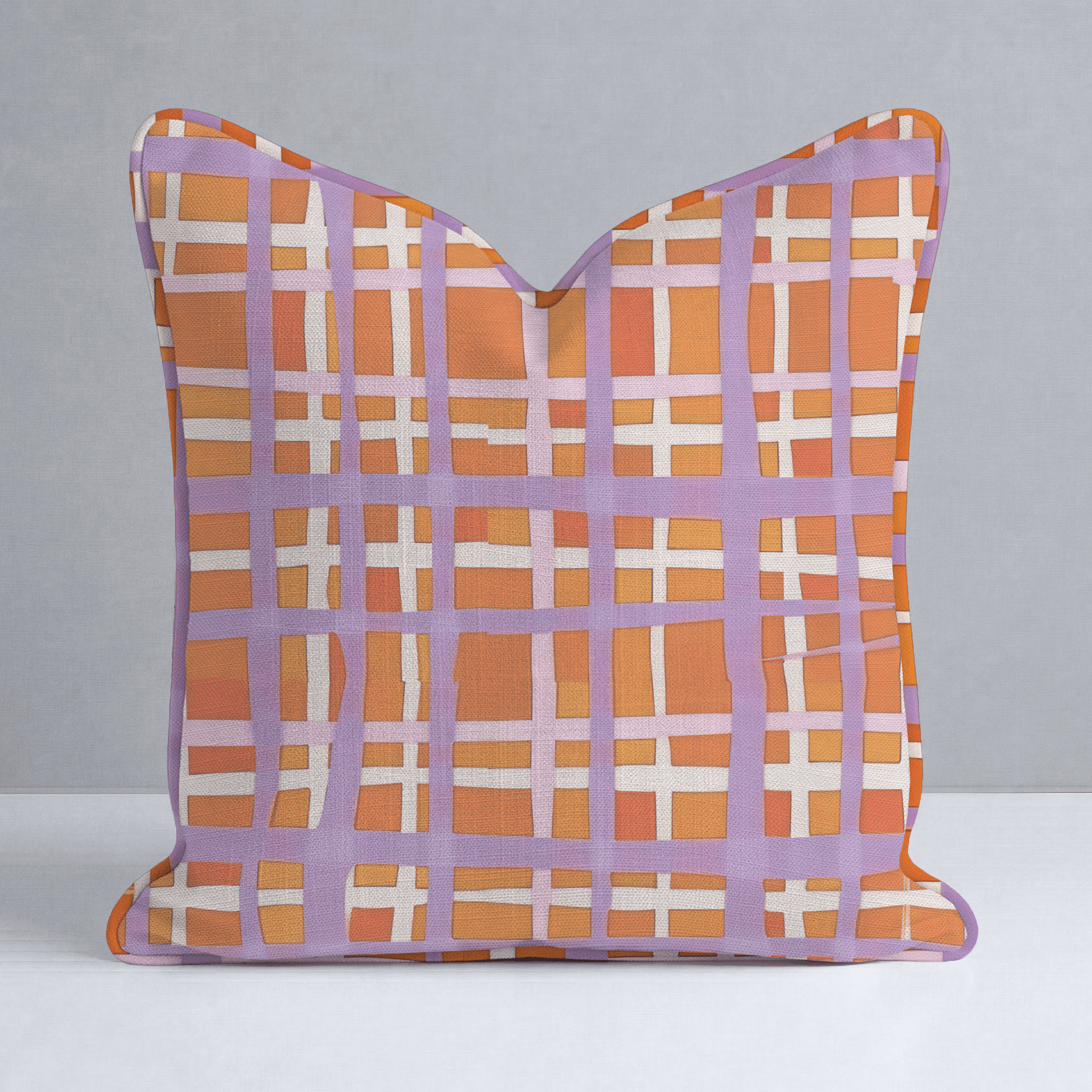 Peachy Gridlock Throw Pillow - Lemon Park
