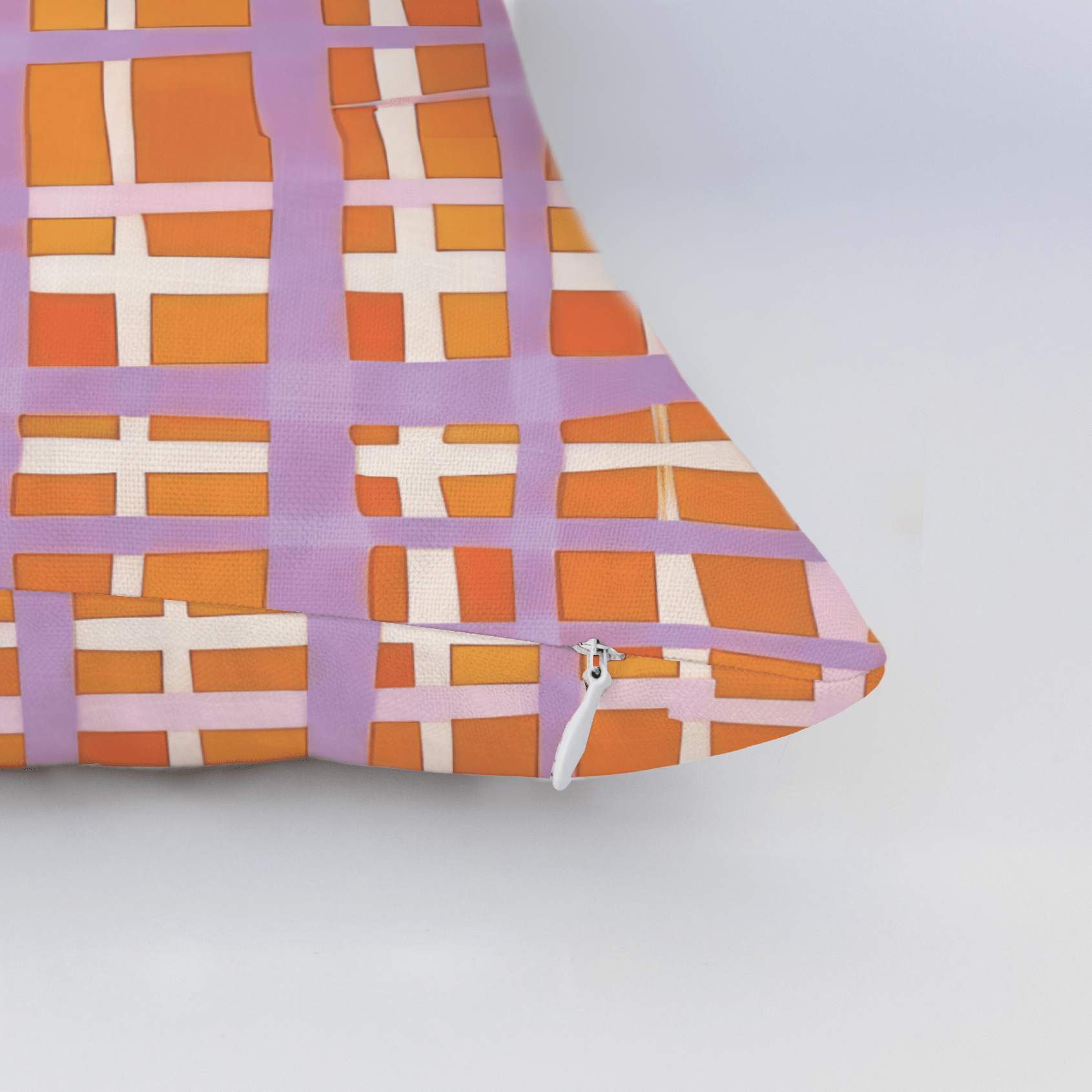 Peachy Gridlock Throw Pillow - Lemon Park