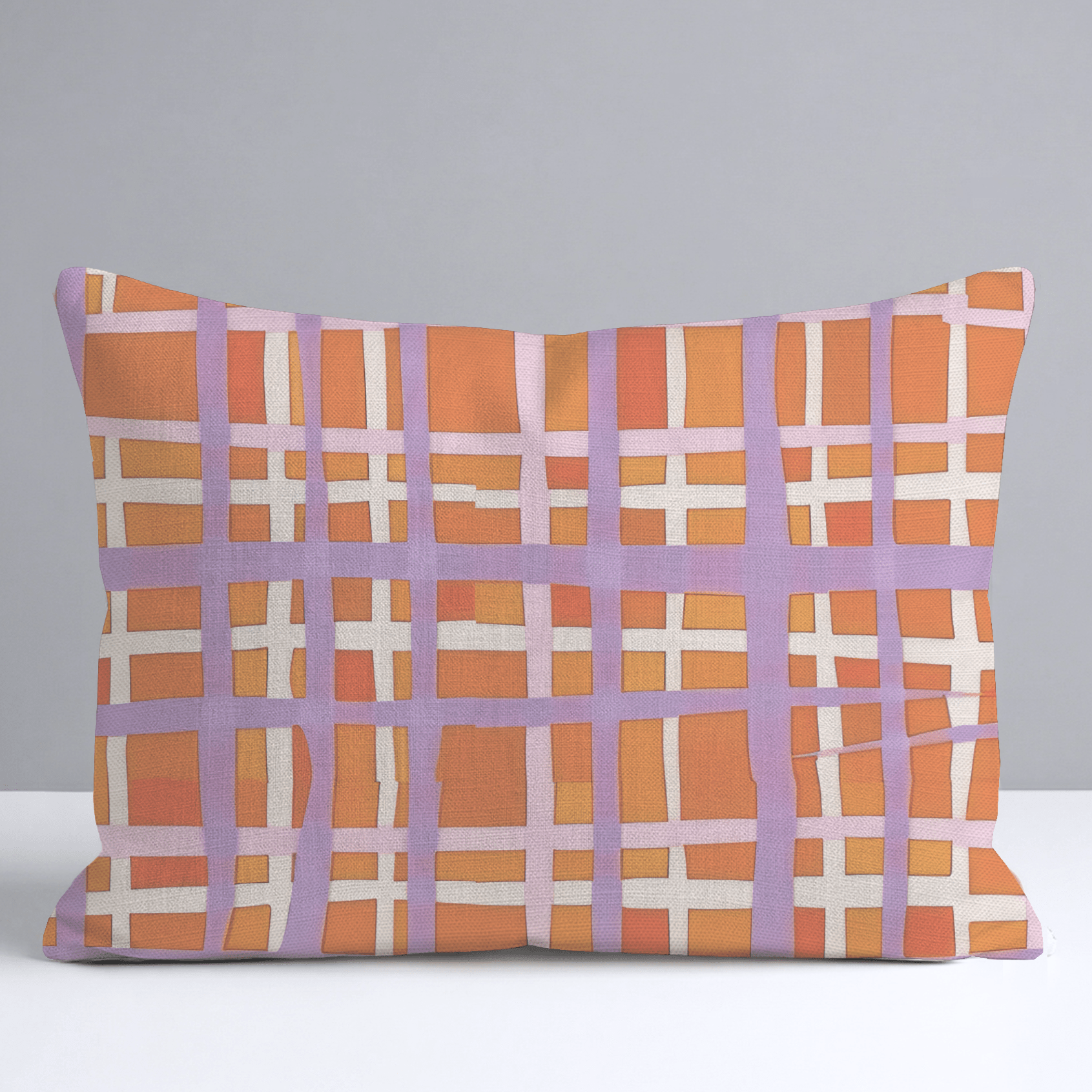 Peachy Gridlock Throw Pillow - Lemon Park