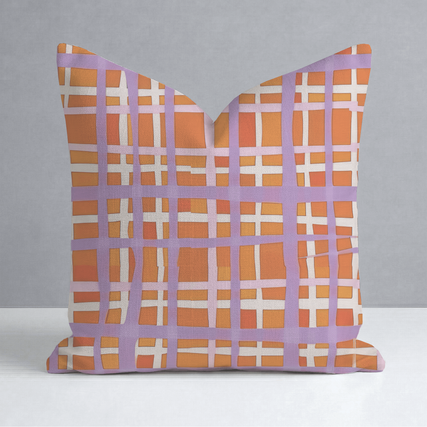 Peachy Gridlock Throw Pillow - Lemon Park