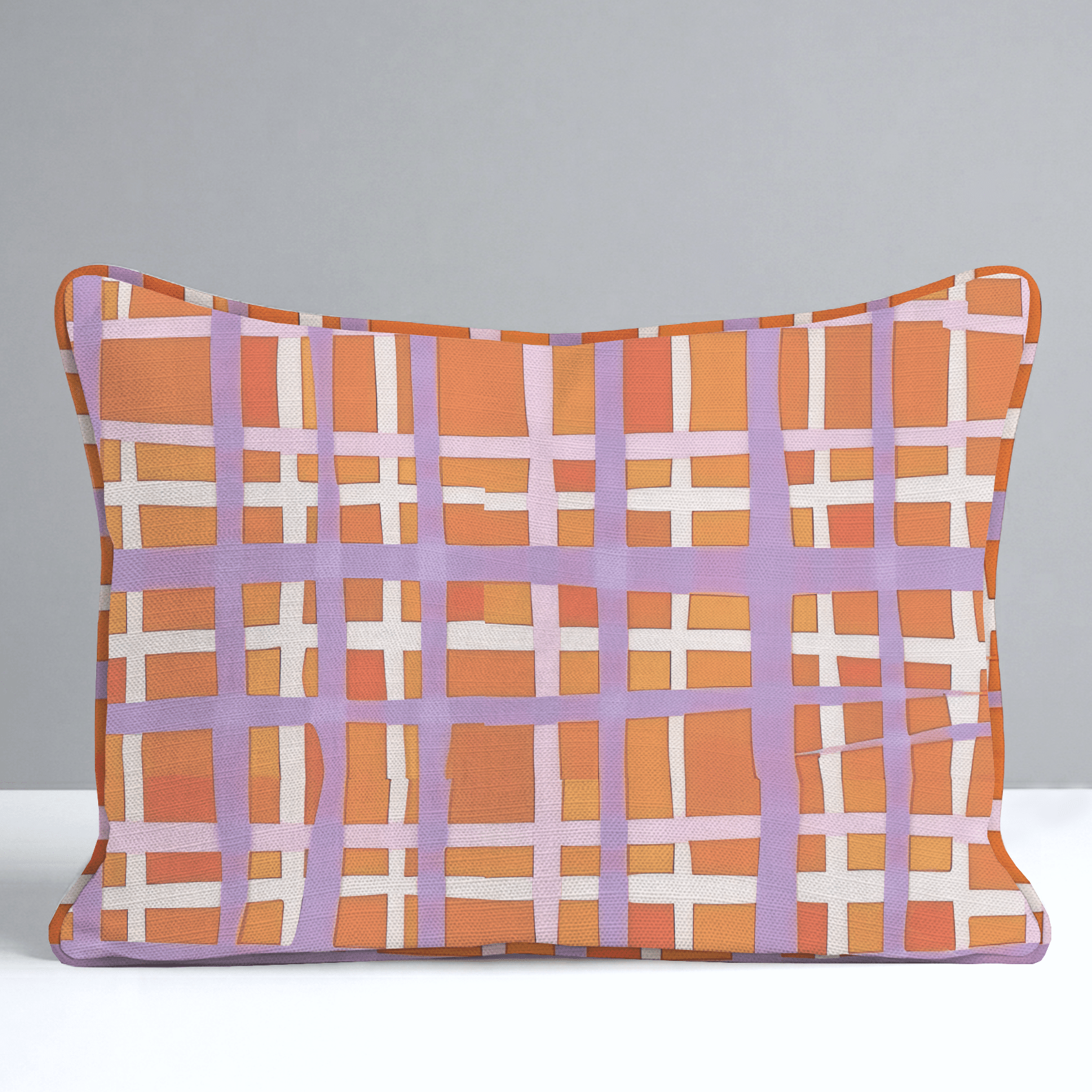 Peachy Gridlock Throw Pillow - Lemon Park