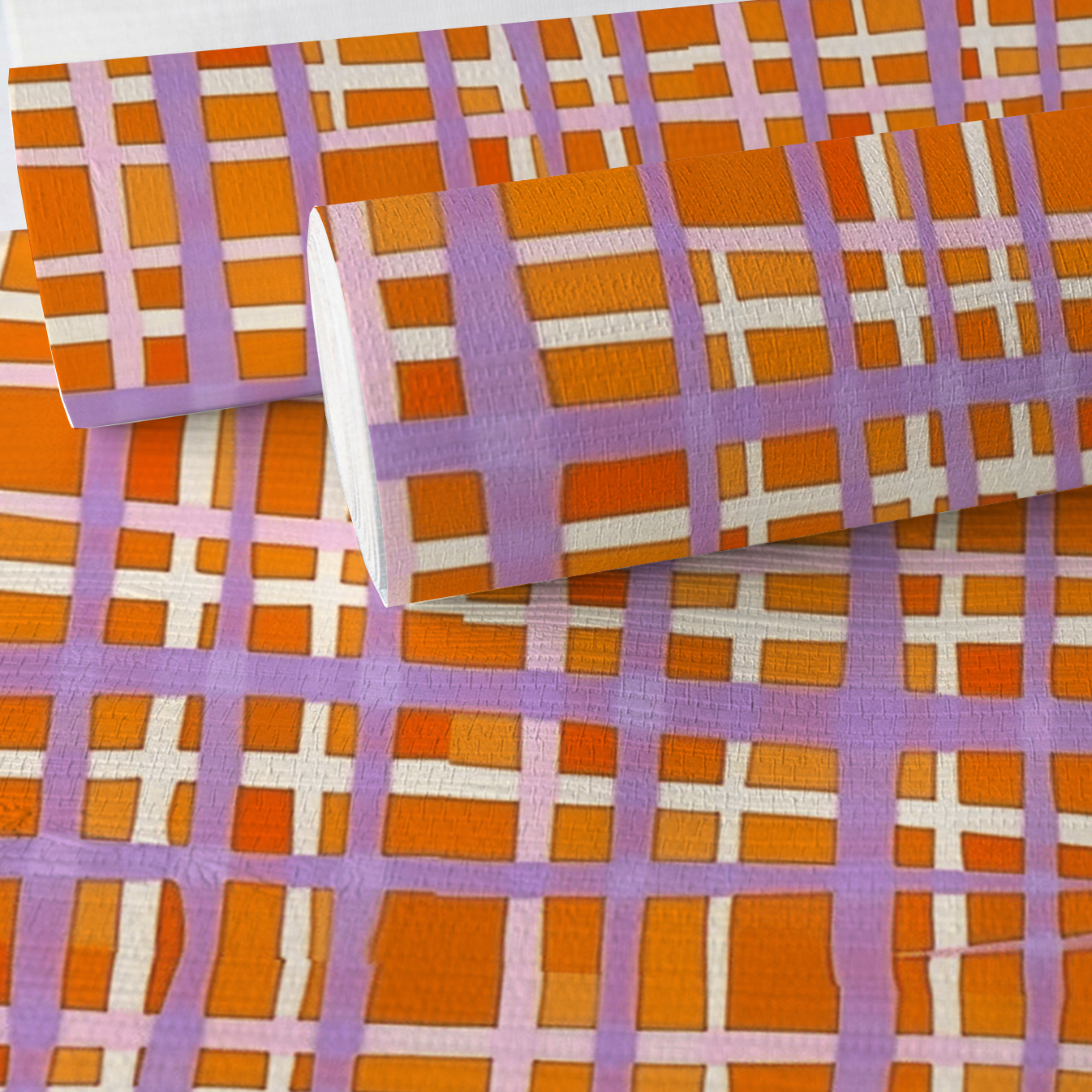 Peachy Gridlock Faux Grasscloth Wallpaper