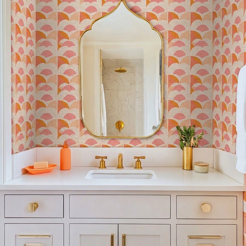 Peachy Pops Faux Grasscloth Wallpaper - Lemon Park