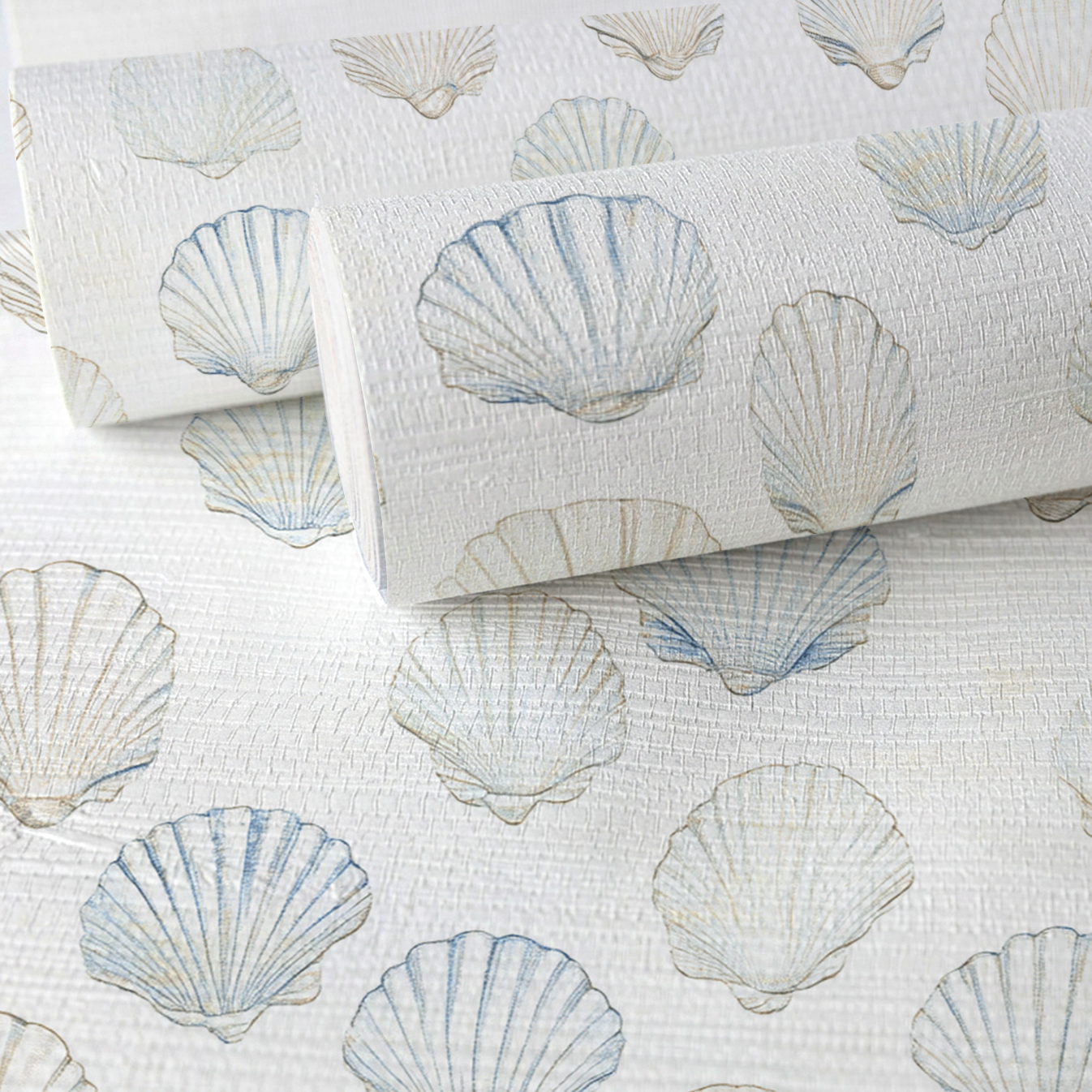 Sally's Sea Shells Faux Grasscloth Wallpaper