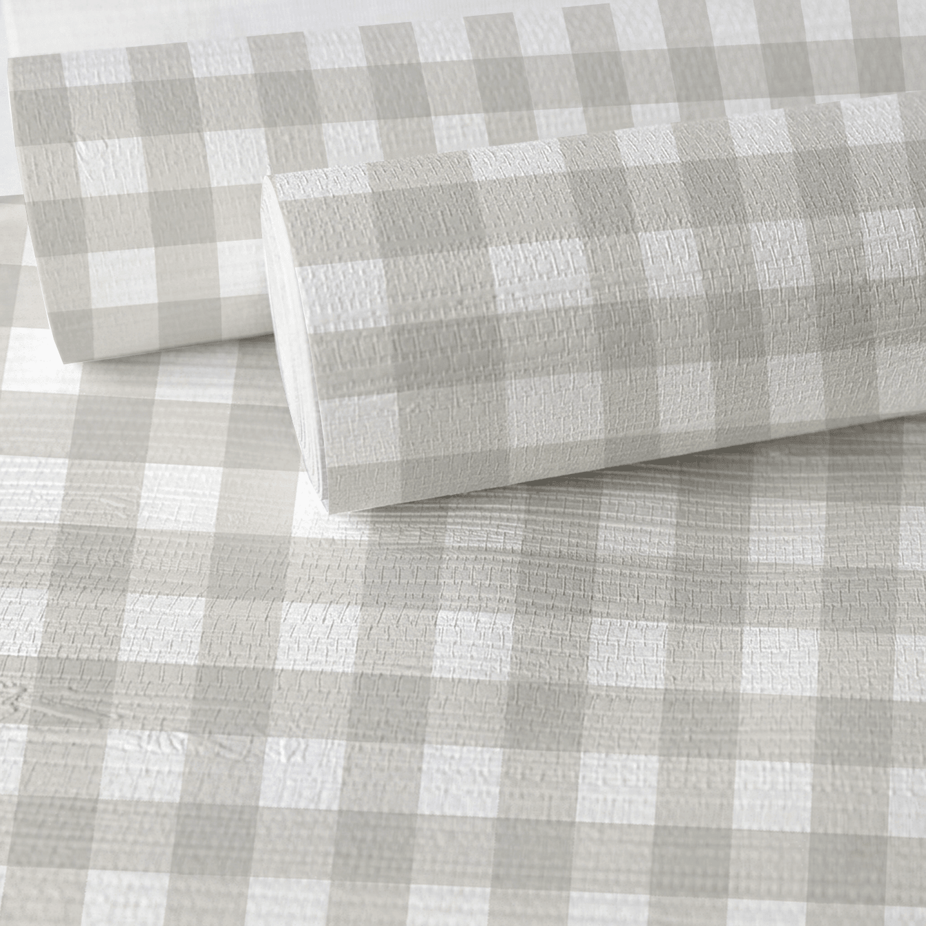 Pearl's Haven Fog Gingham Faux Grasscloth Wallpaper - Lemon Park