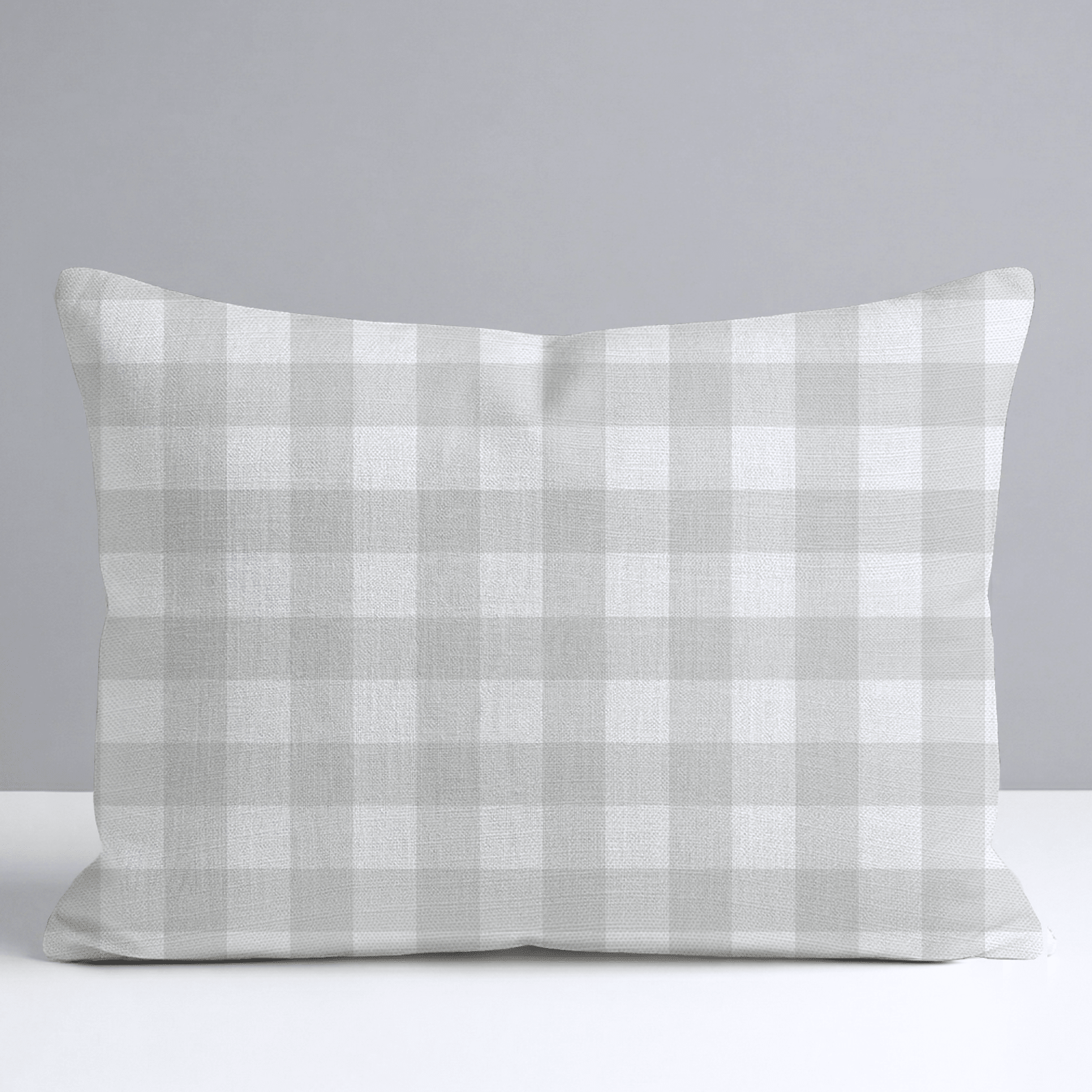 Pearl's Haven Fog Gingham Throw Pillow - Lemon Park