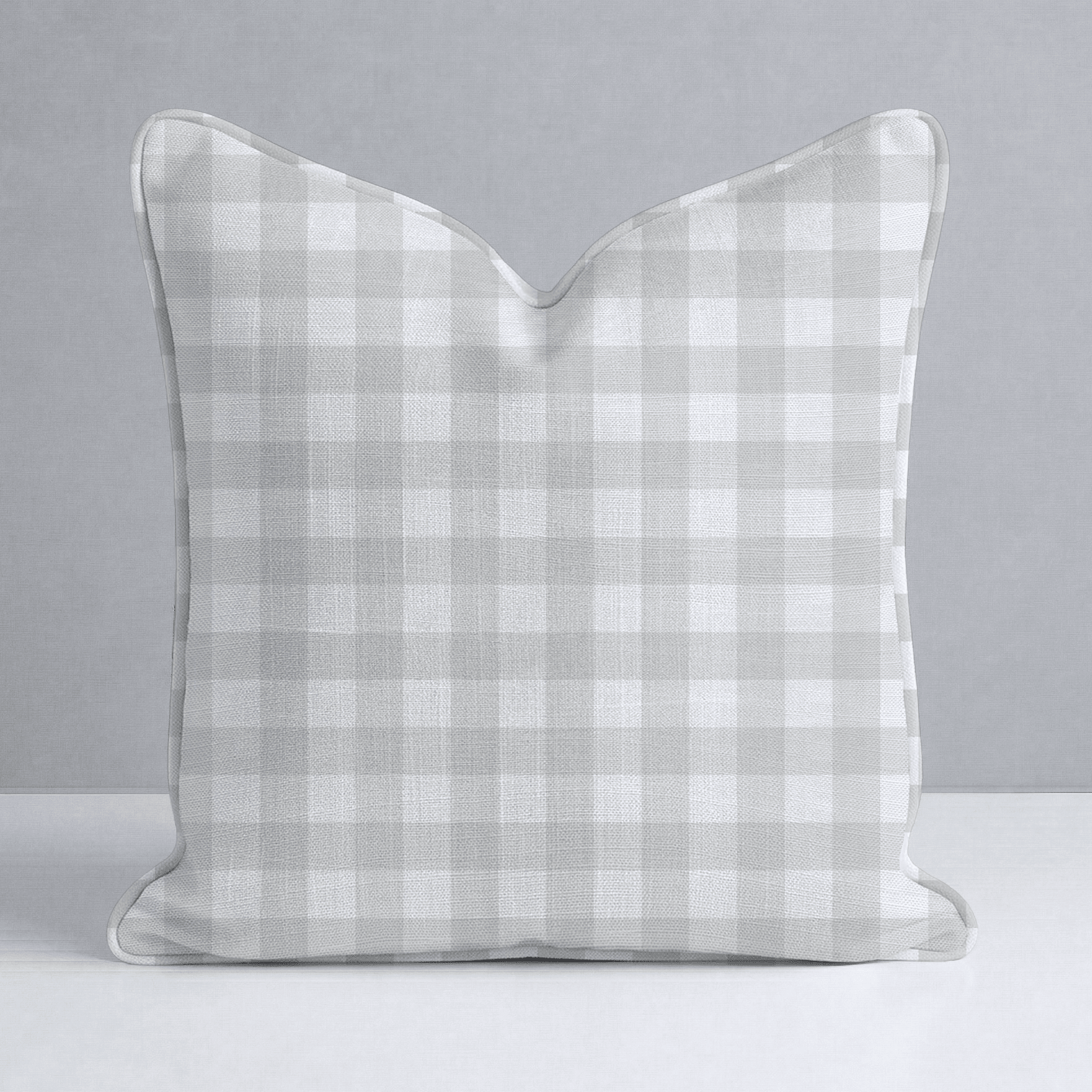 Pearl's Haven Fog Gingham Throw Pillow - Lemon Park
