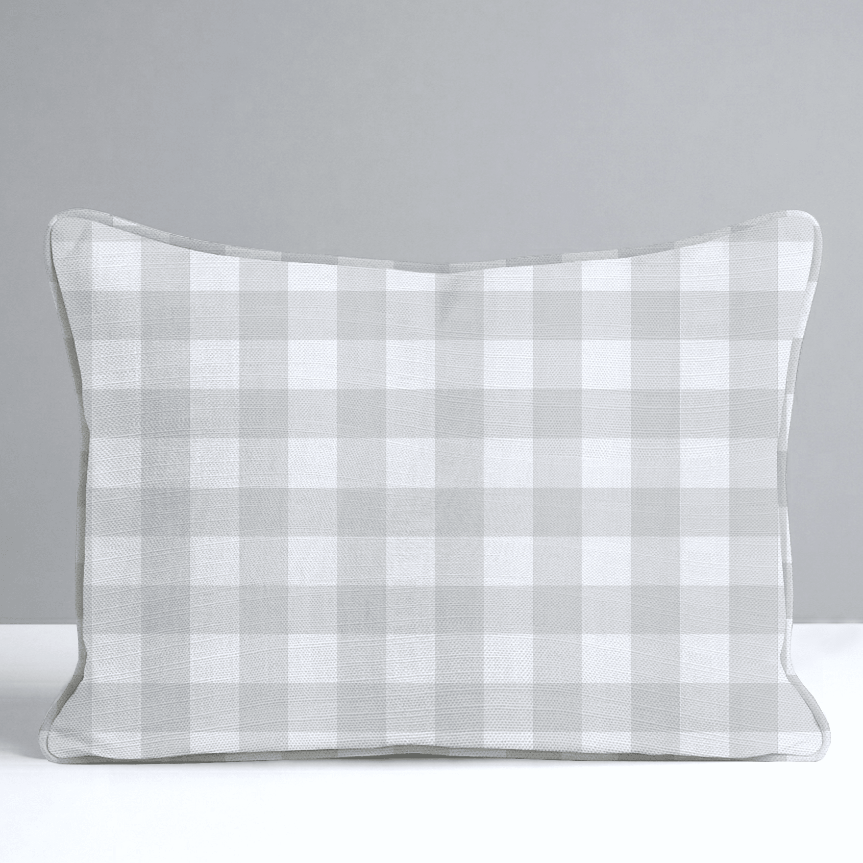 Pearl's Haven Fog Gingham Throw Pillow - Lemon Park