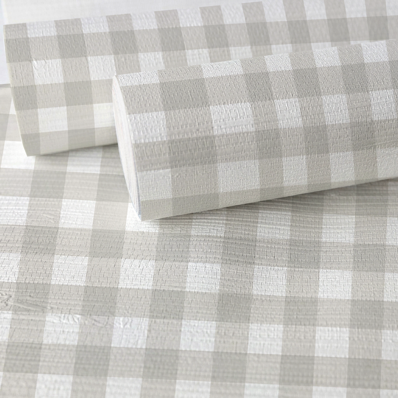 Pearl's Haven Fog Gingham Faux Grasscloth Wallpaper