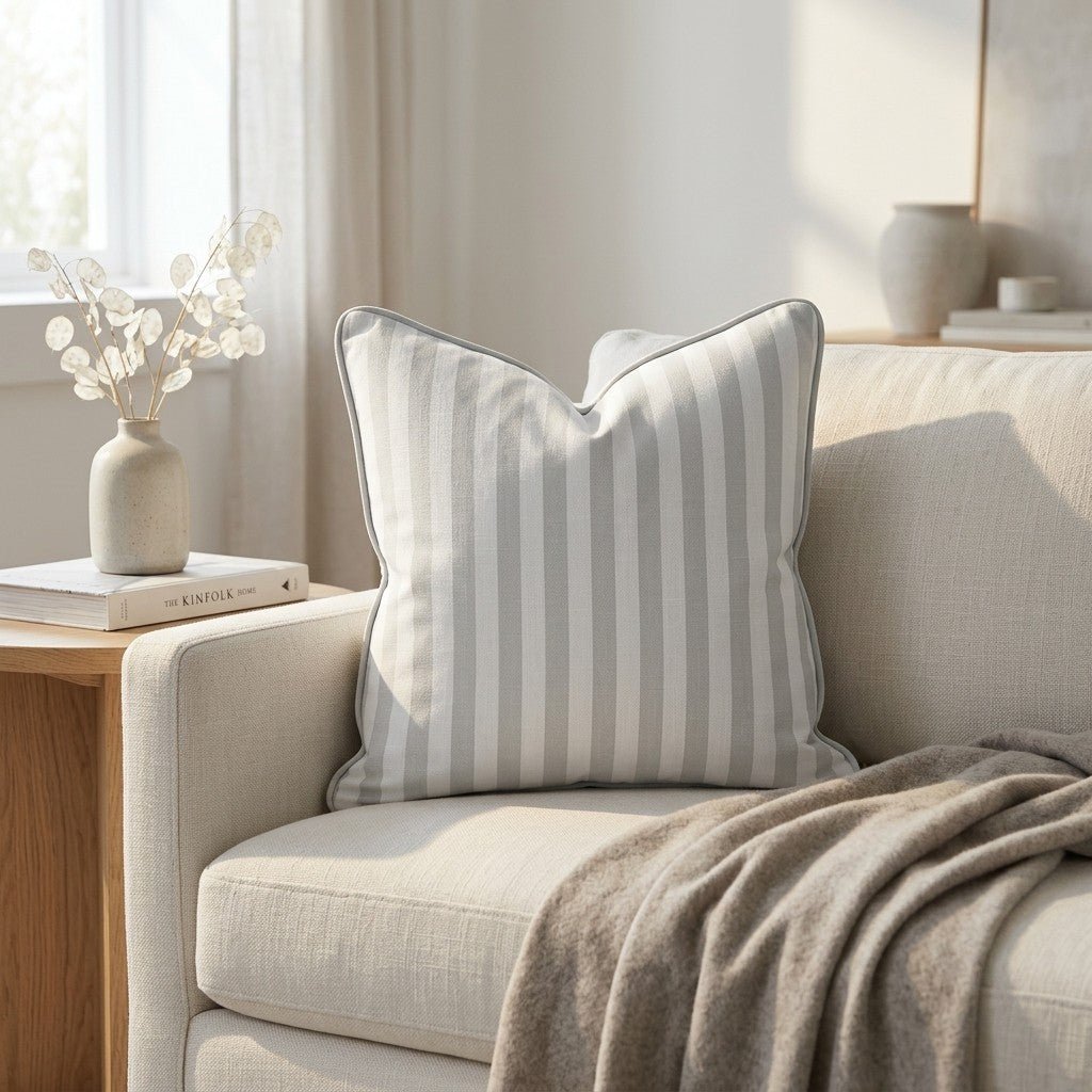 Pearl's Haven Fog Stripes Throw Pillow - Lemon Park
