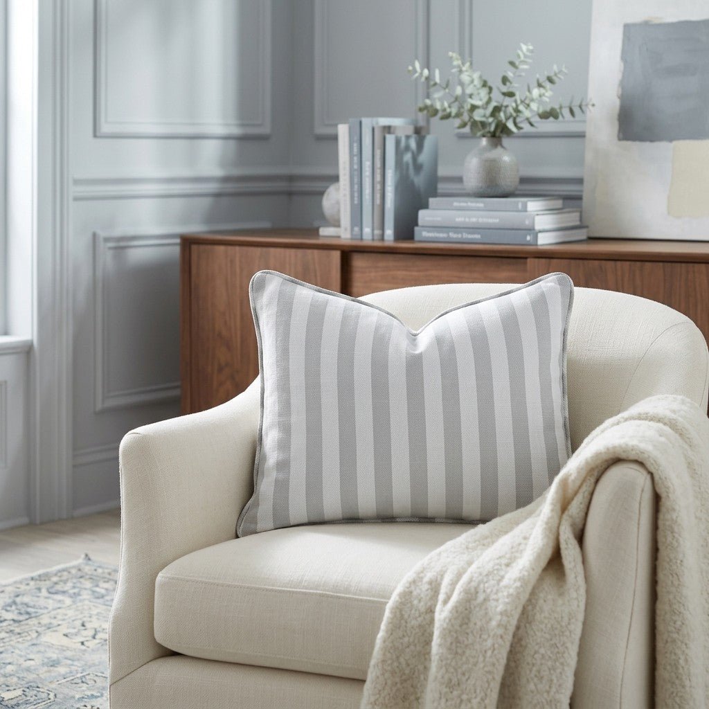 Pearl's Haven Fog Stripes Throw Pillow - Lemon Park