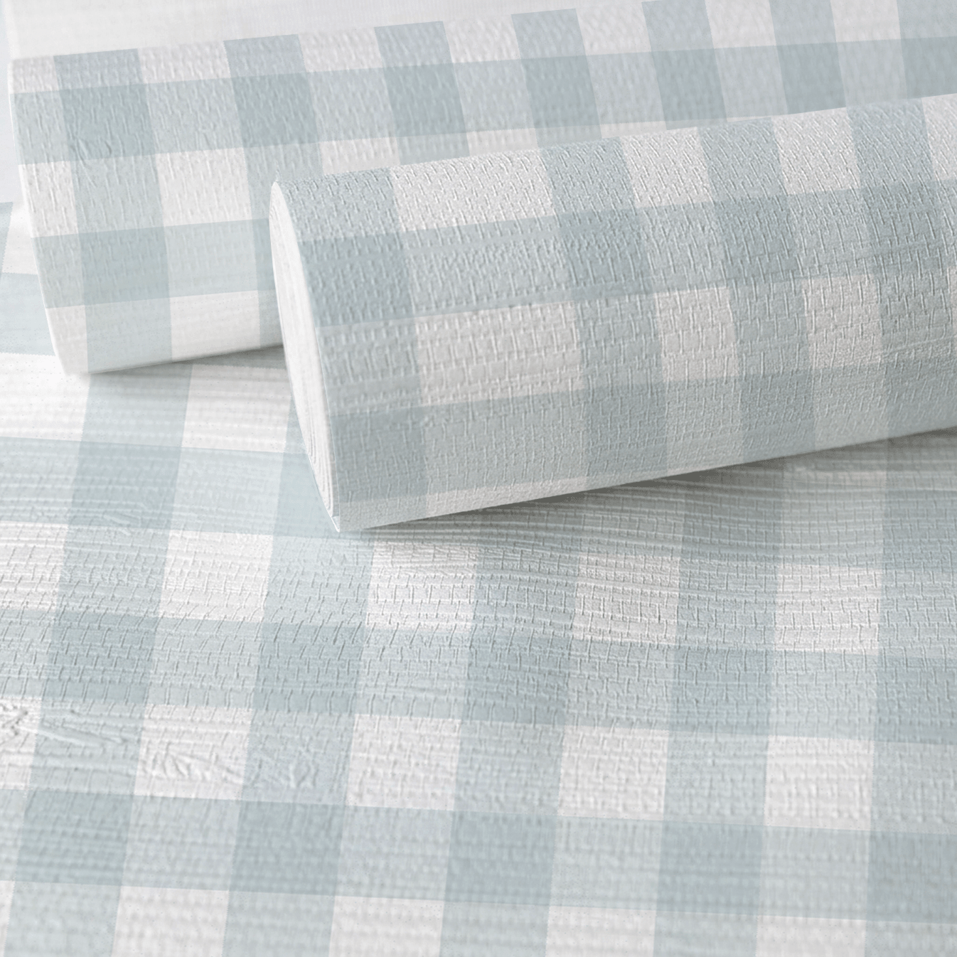 Pearl's Haven Spring Blue Gingham Faux Grasscloth Wallpaper - Lemon Park