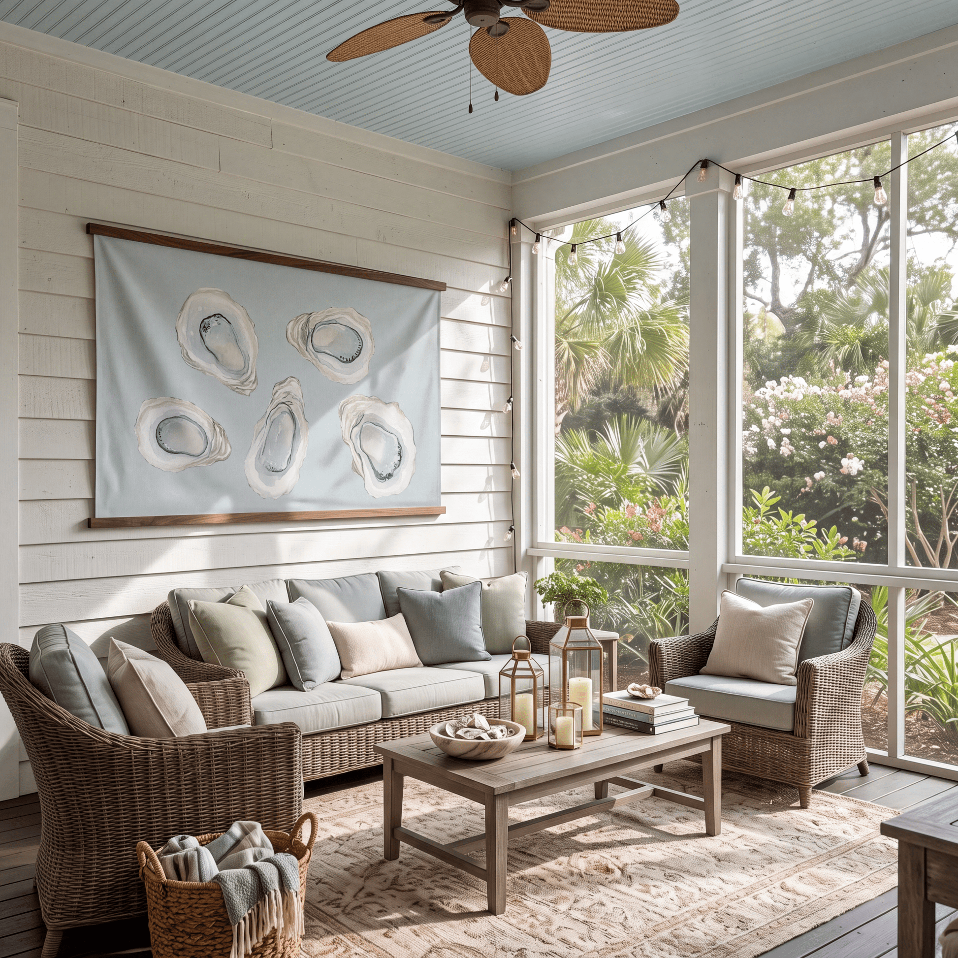 Pearl's Haven Spring Blue Oyster Study - Tapestry - Lemon Park