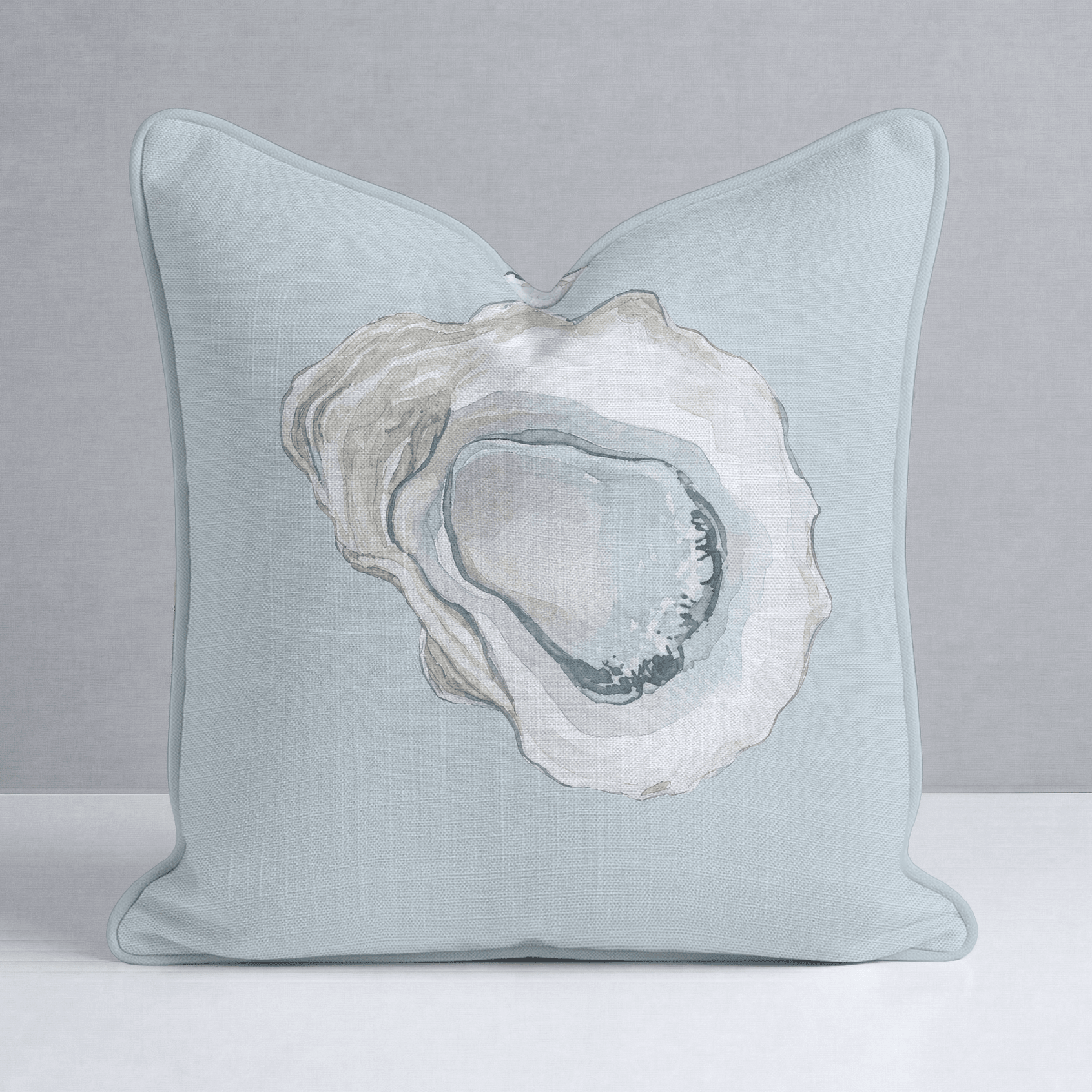 Pearl's Haven Spring Blue Oyster Throw Pillow - Lemon Park