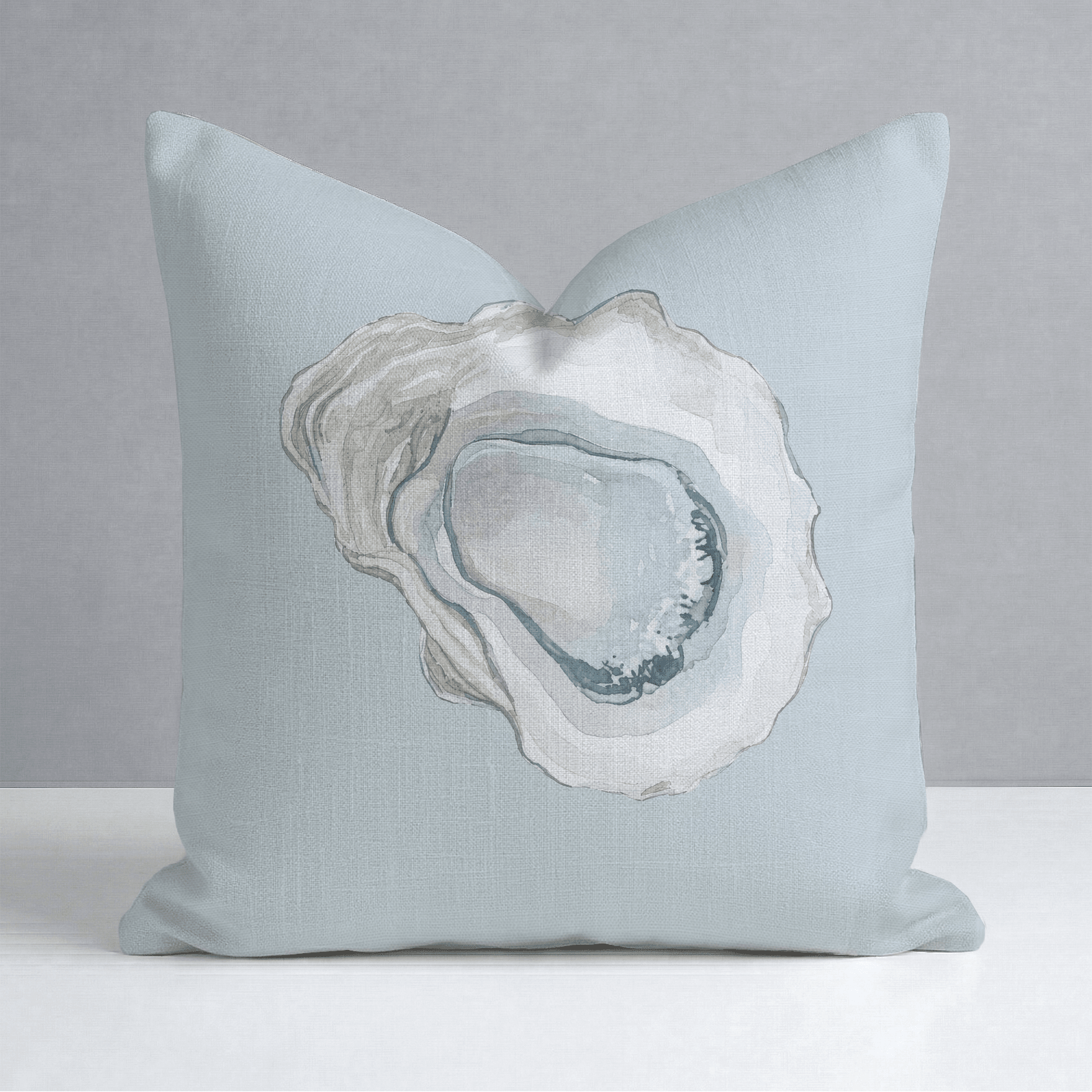 Pearl's Haven Spring Blue Oyster Throw Pillow - Lemon Park