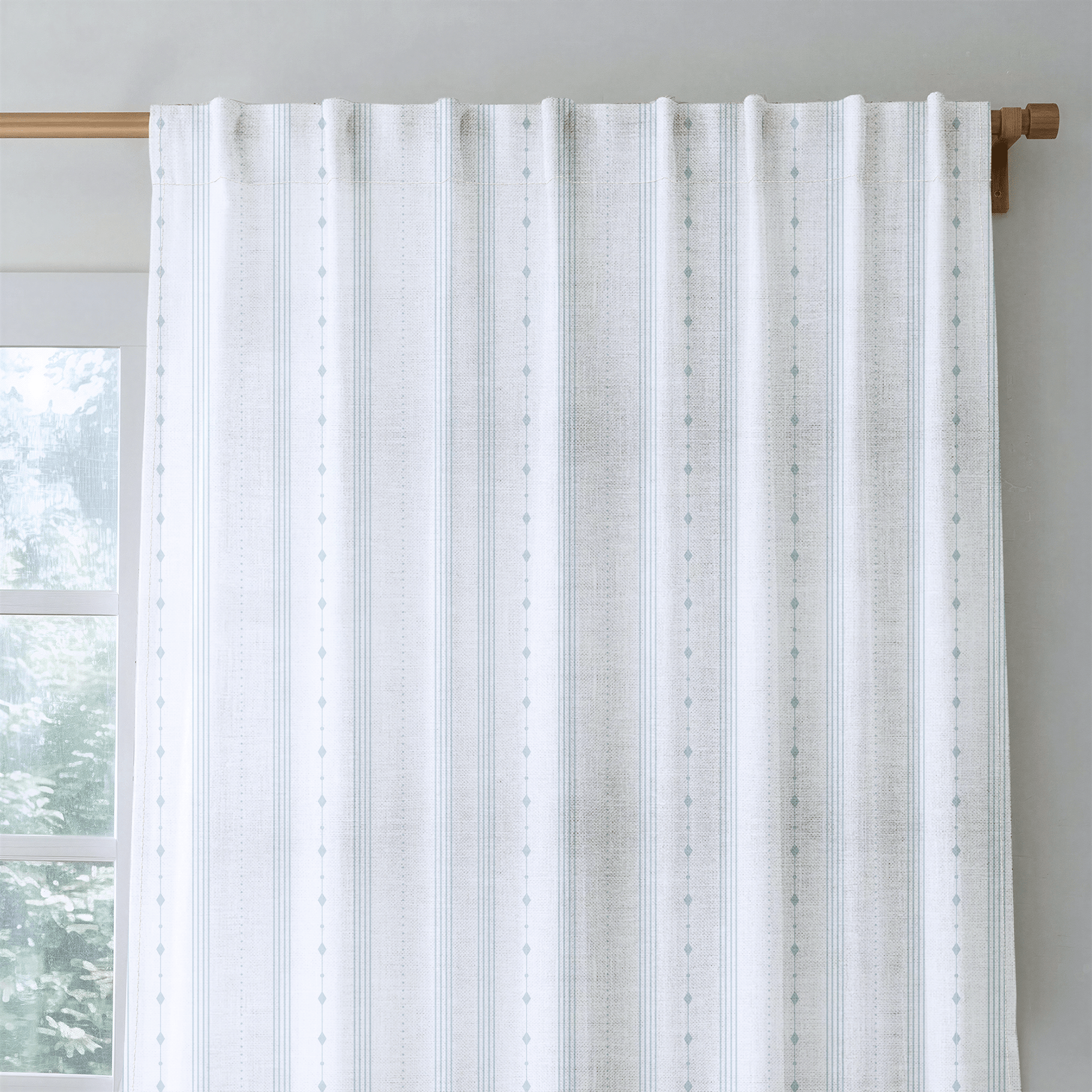 Pearl's Haven Spring Blue Stripes - Drapery - Lemon Park