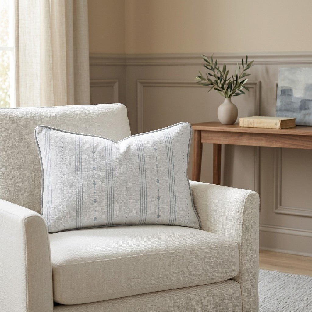 Pearl's Haven Spring Blue Stripes Throw Pillow - Lemon Park