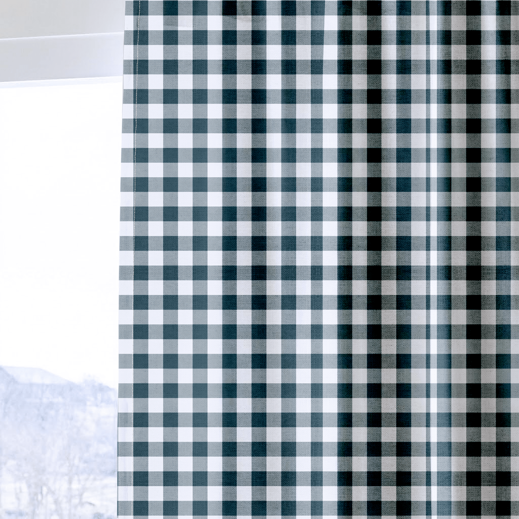 Pearl's Haven Teal Gingham - Drapery - Lemon Park