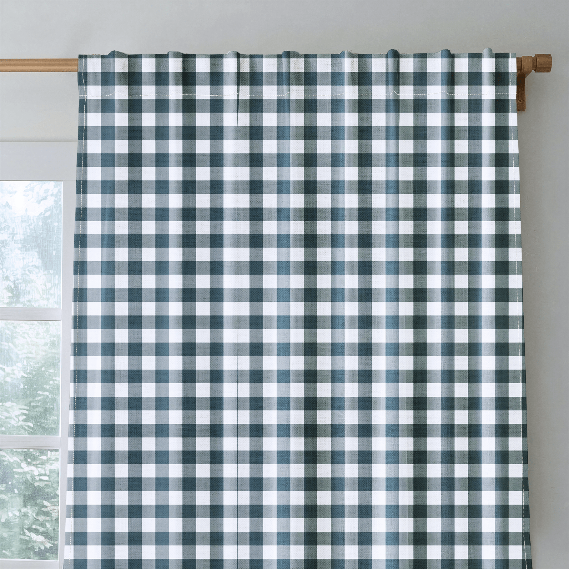 Pearl's Haven Teal Gingham - Drapery - Lemon Park