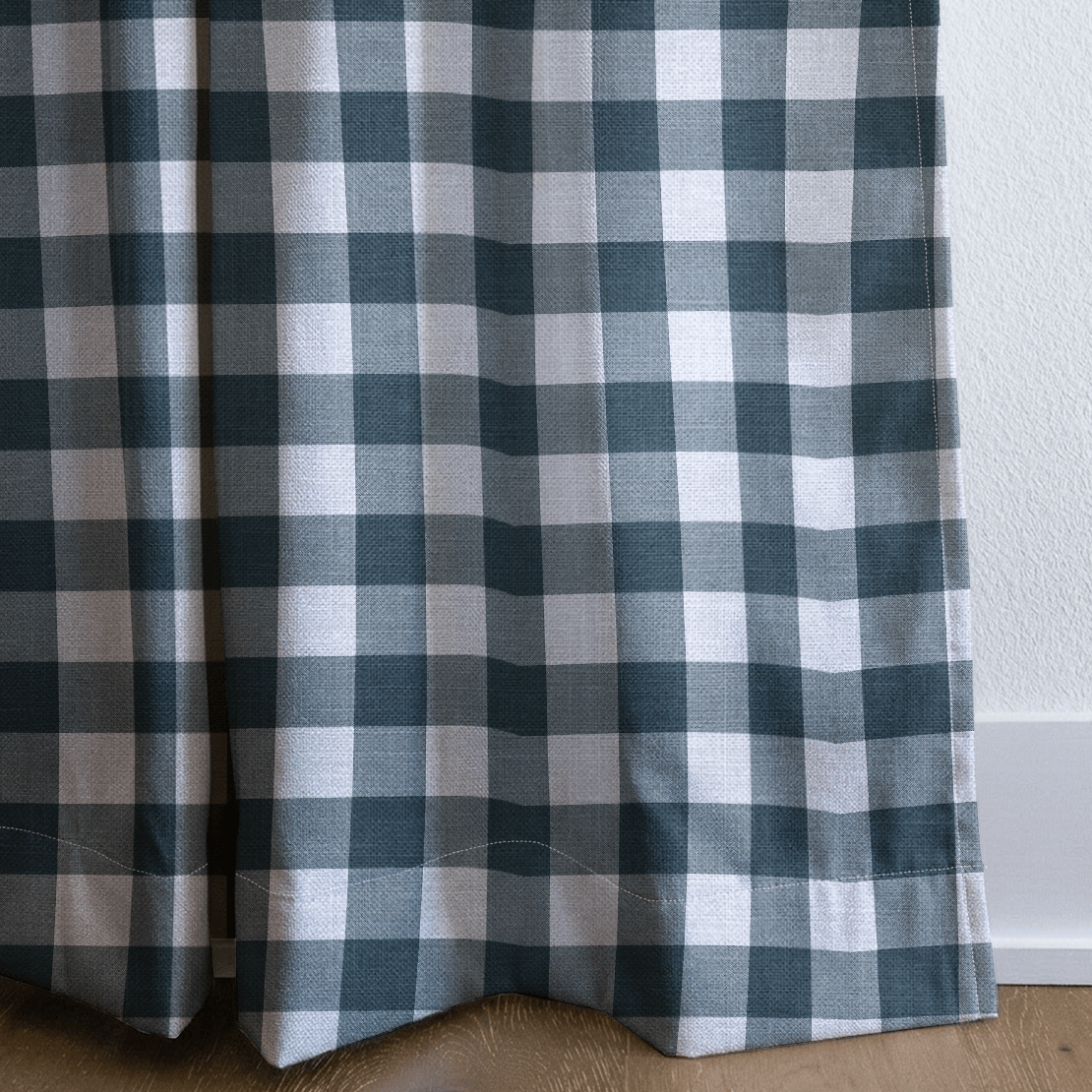 Pearl's Haven Teal Gingham - Drapery - Lemon Park
