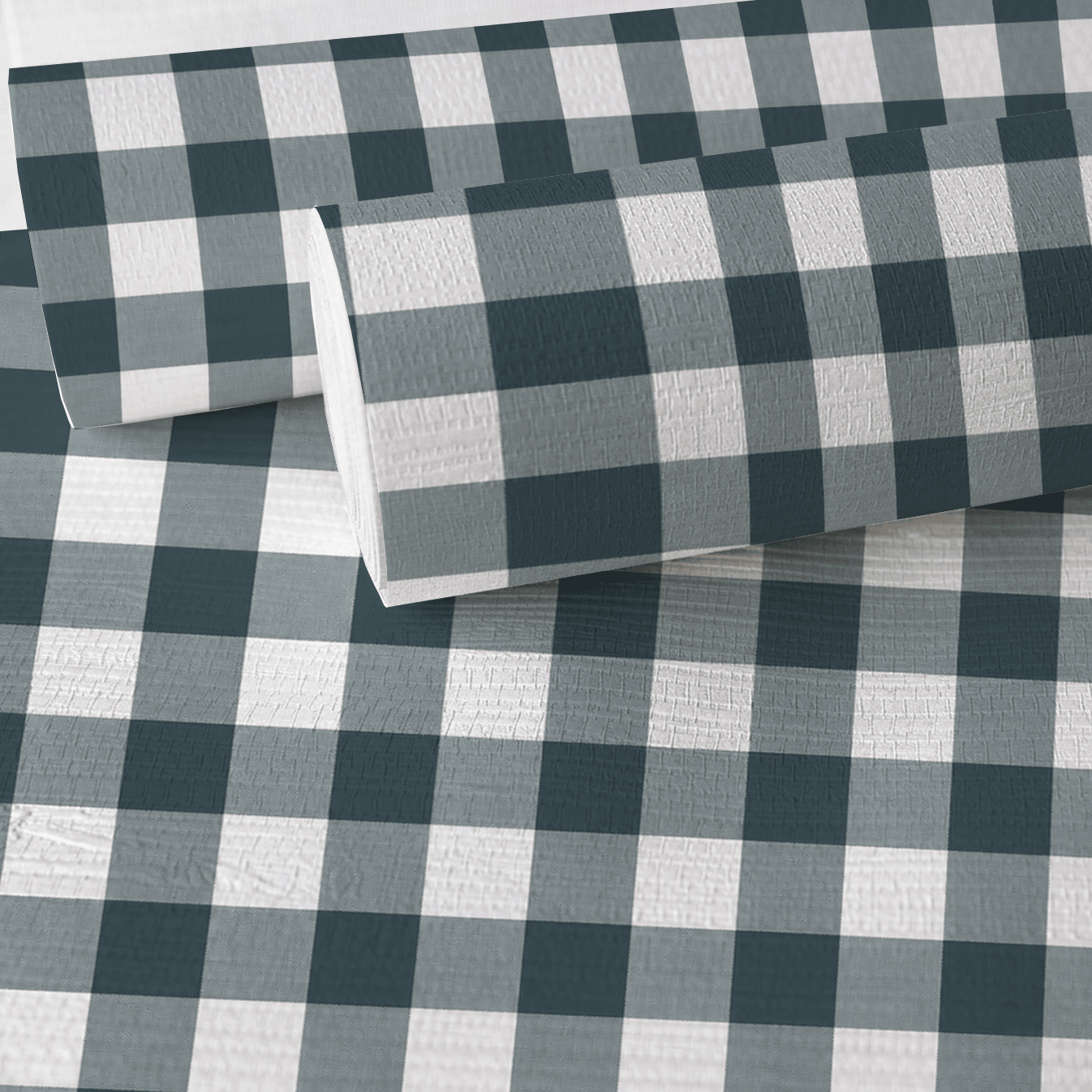 Pearl's Haven Teal Gingham Faux Grasscloth Wallpaper - Lemon Park