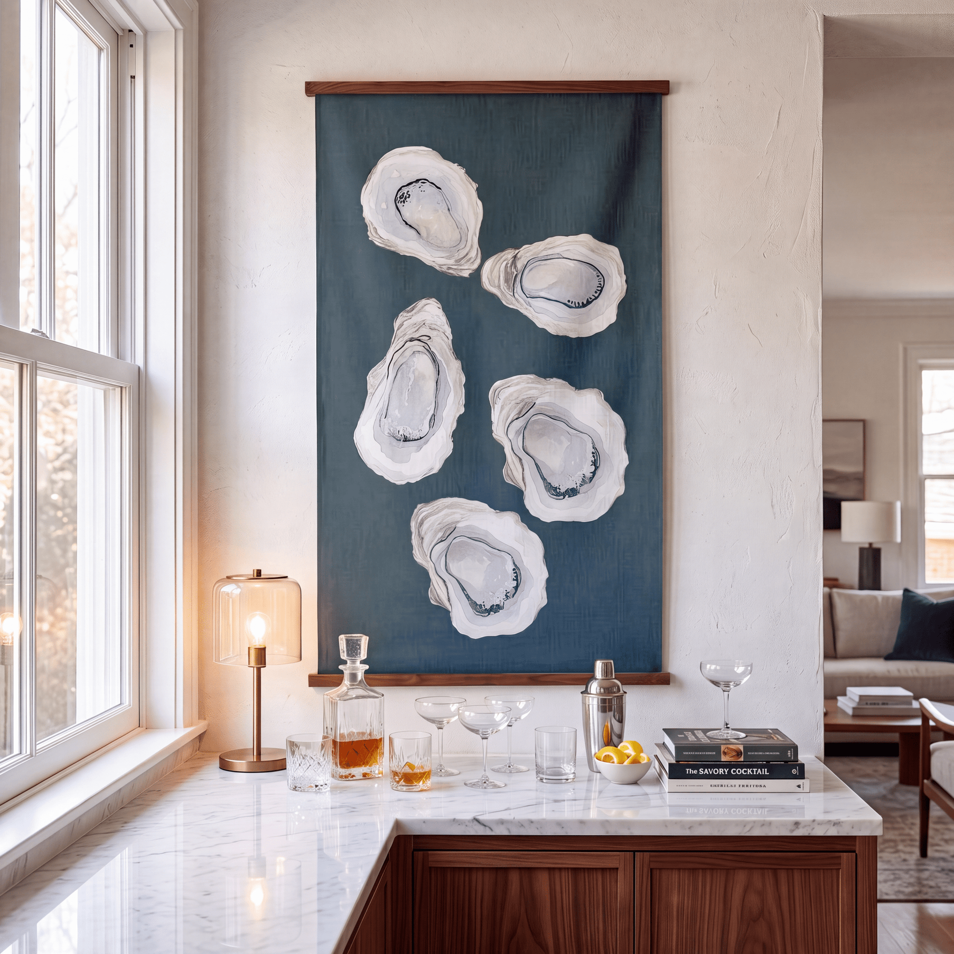 Pearl's Haven Teal Oyster Study - Tapestry - Lemon Park