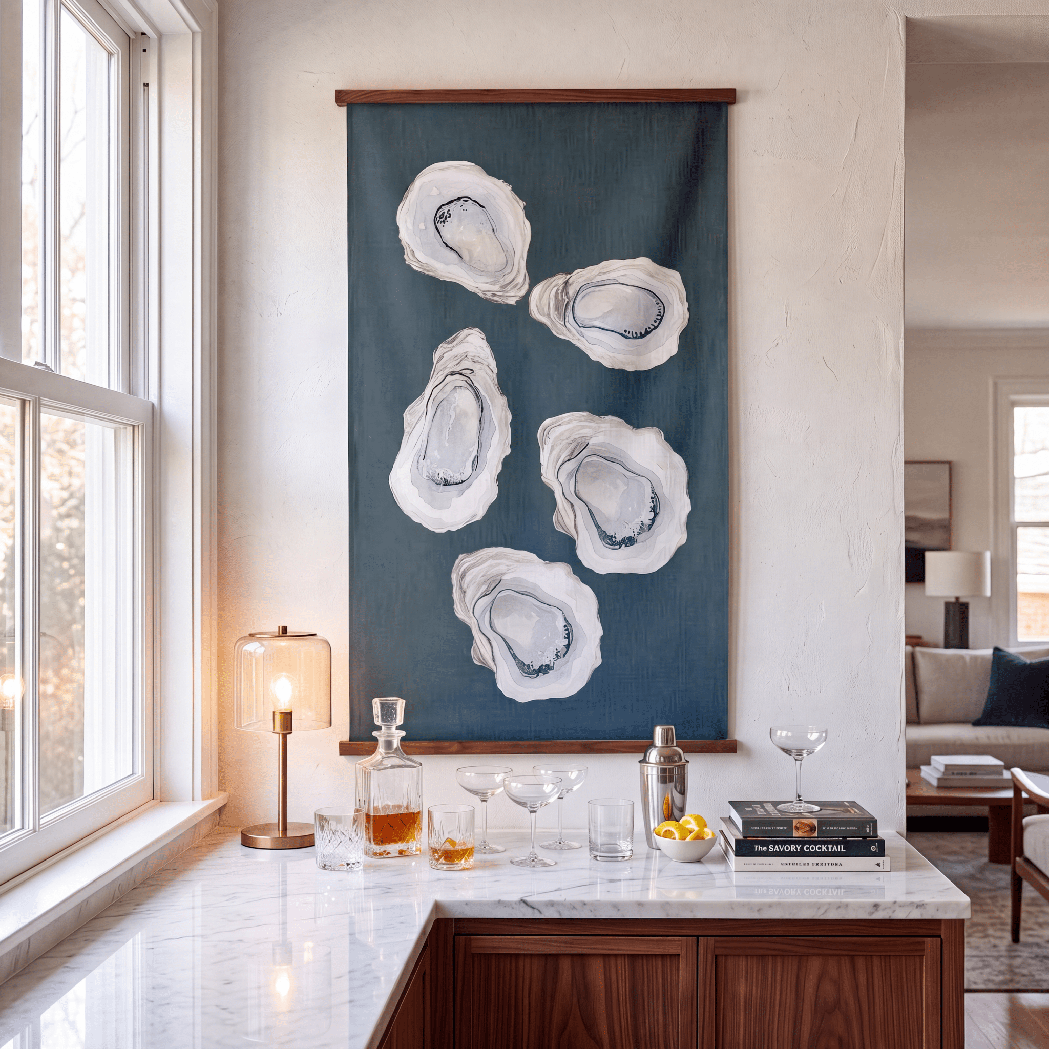 Pearl's Haven Teal Oyster Study - Tapestry - Lemon Park