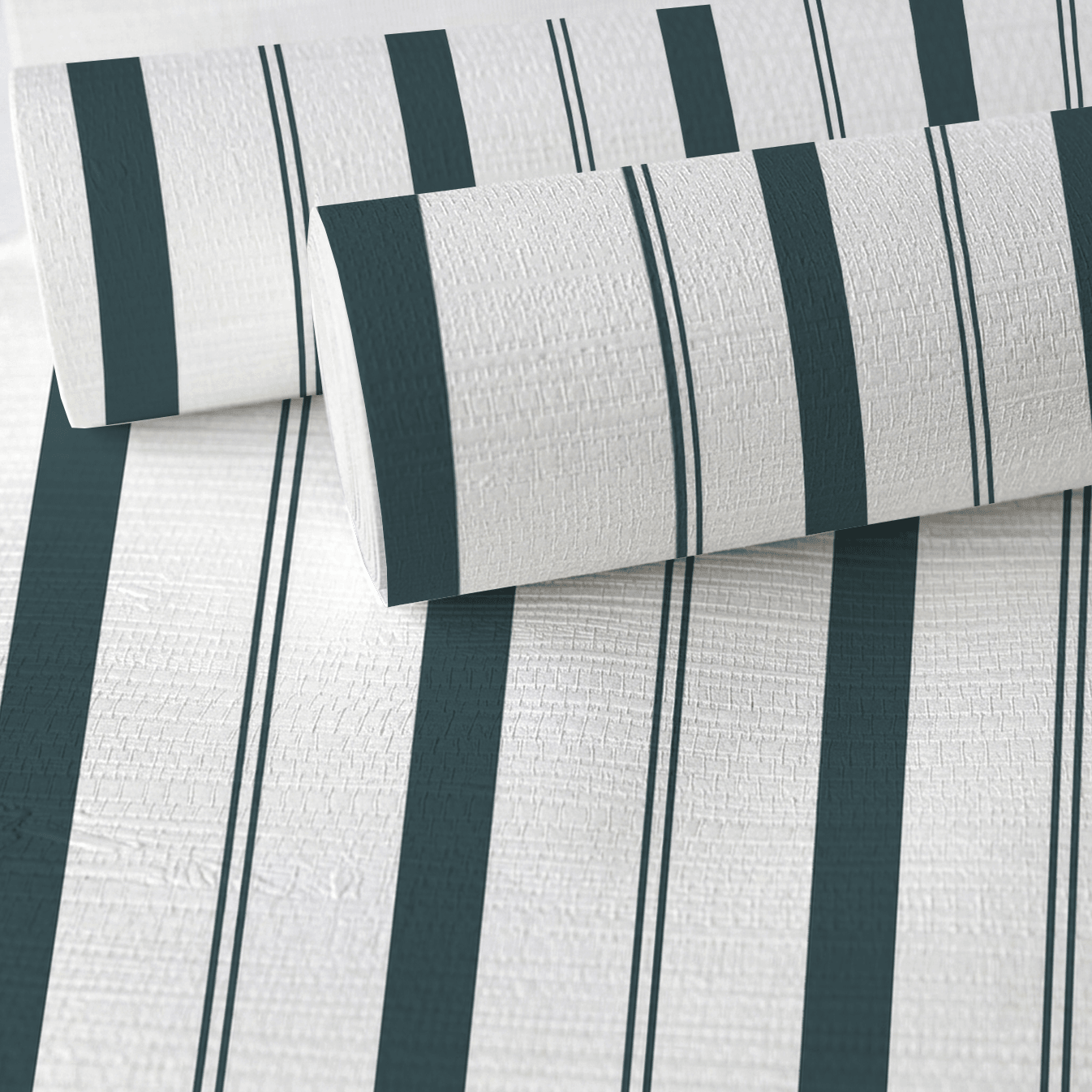 Pearl's Haven Teal Stripes Faux Grasscloth Wallpaper - Lemon Park