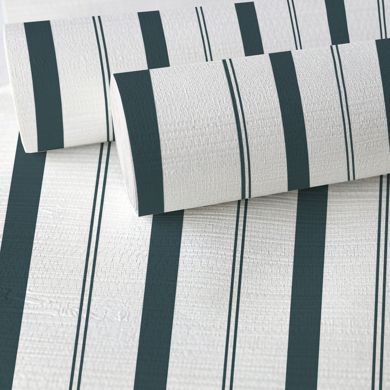 Pearl's Haven Teal Stripes Faux Grasscloth Wallpaper