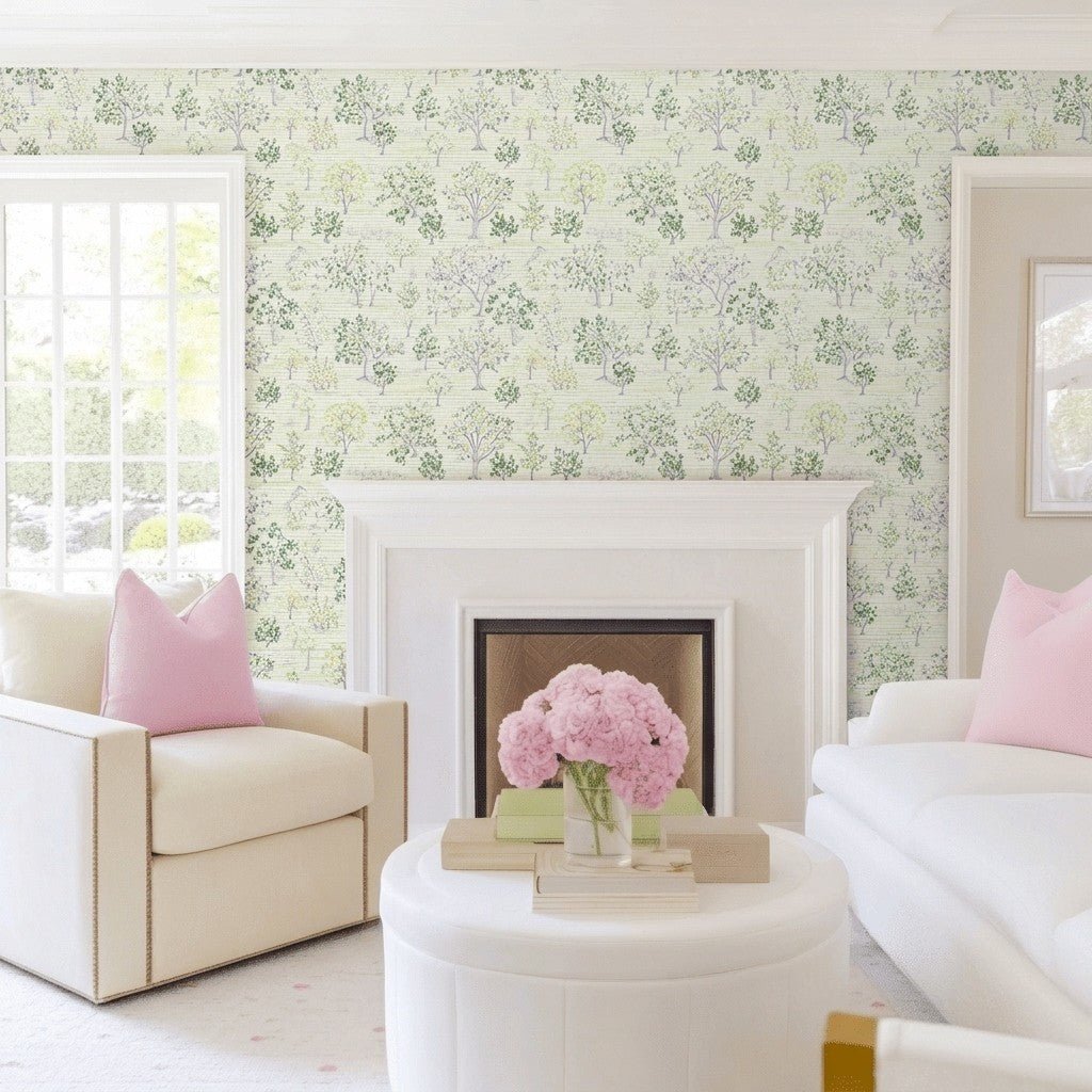 Penelope Faux Grasscloth Wallpaper - Lemon Park