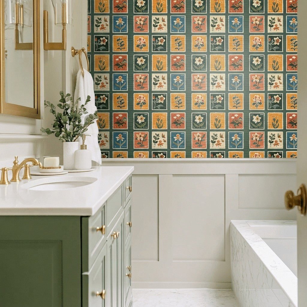 Penelope's Postage Faux Grasscloth Wallpaper - Lemon Park