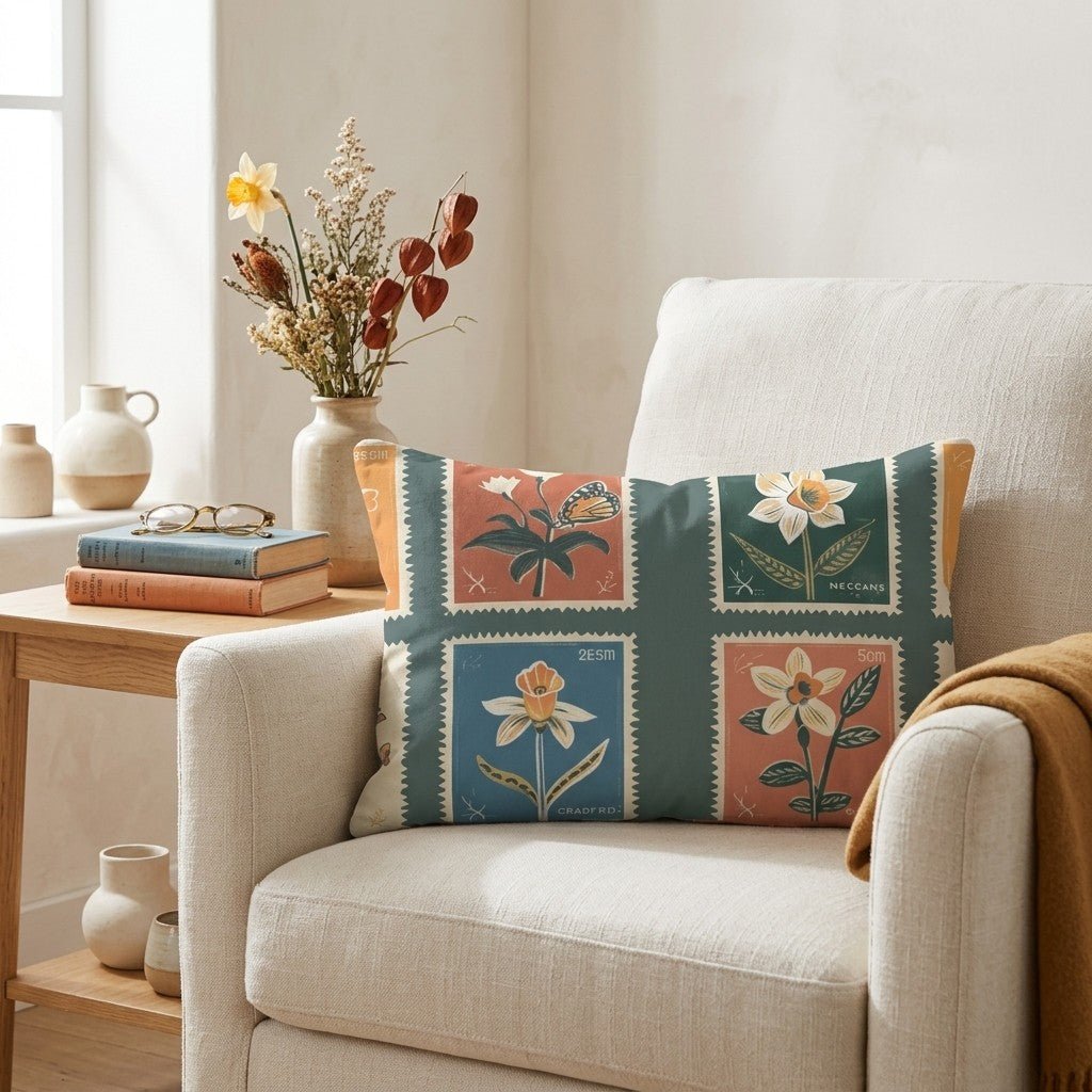 Penelope's Postage Throw Pillow - Lemon Park