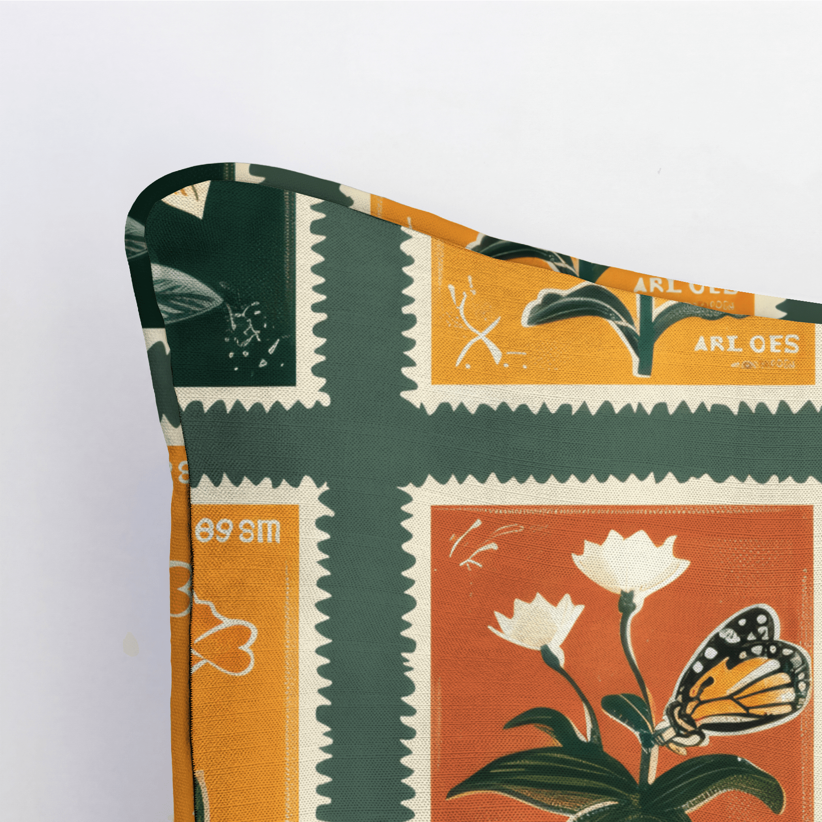 Penelope's Postage Throw Pillow - Lemon Park